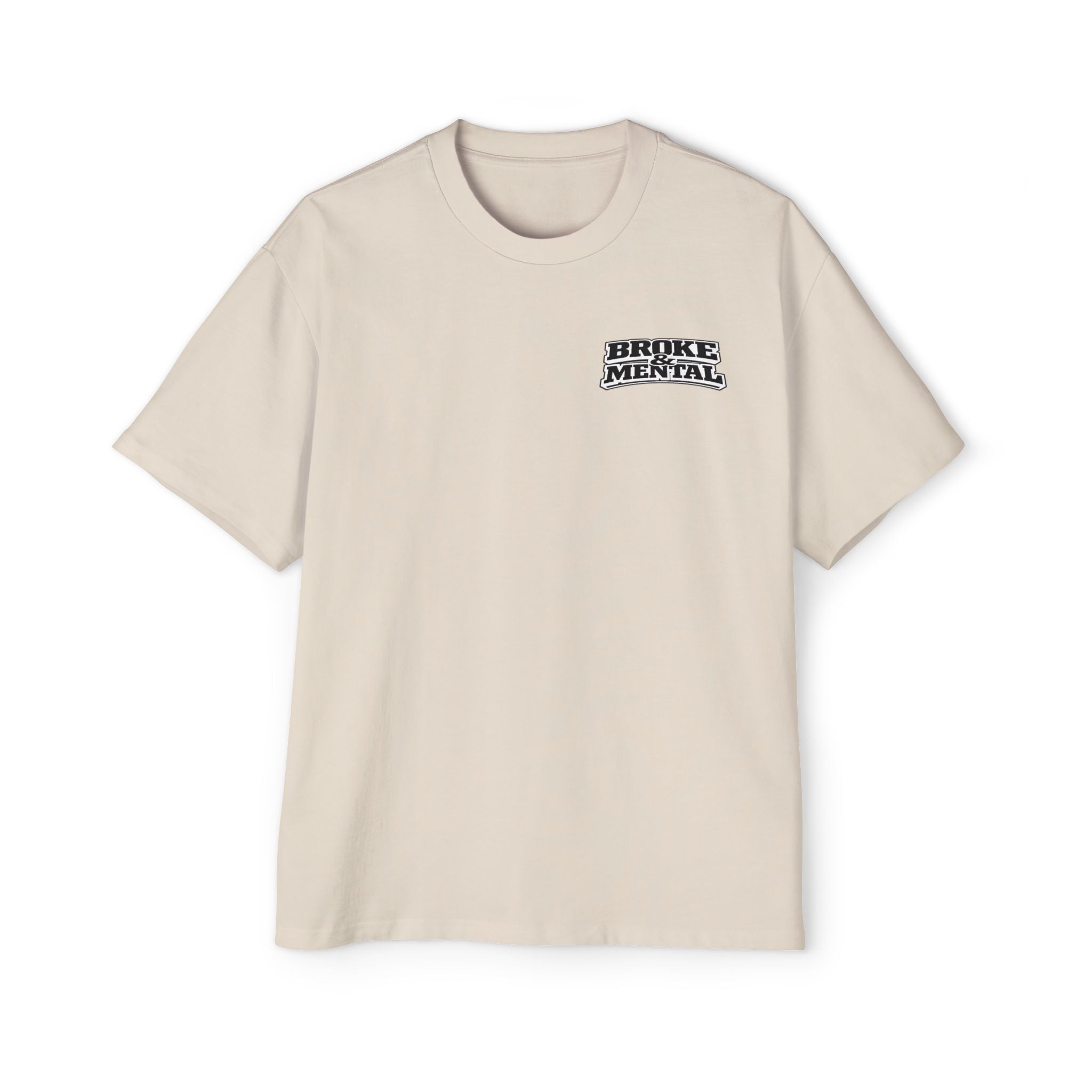Broke & Mental Graphic Tee — Heart Brain Broken Logo Oversized T-Shirt