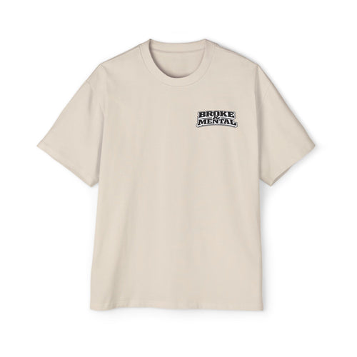 Broke & Mental Graphic Tee — Heart Brain Broken Logo Oversized T-Shirt