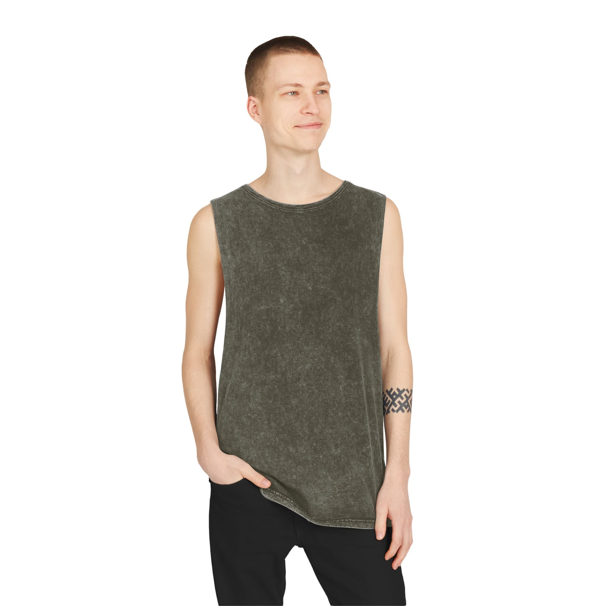 Broke and Mental Stonewash Tank Top — Mental Health Heart & Brain Graphic Tank