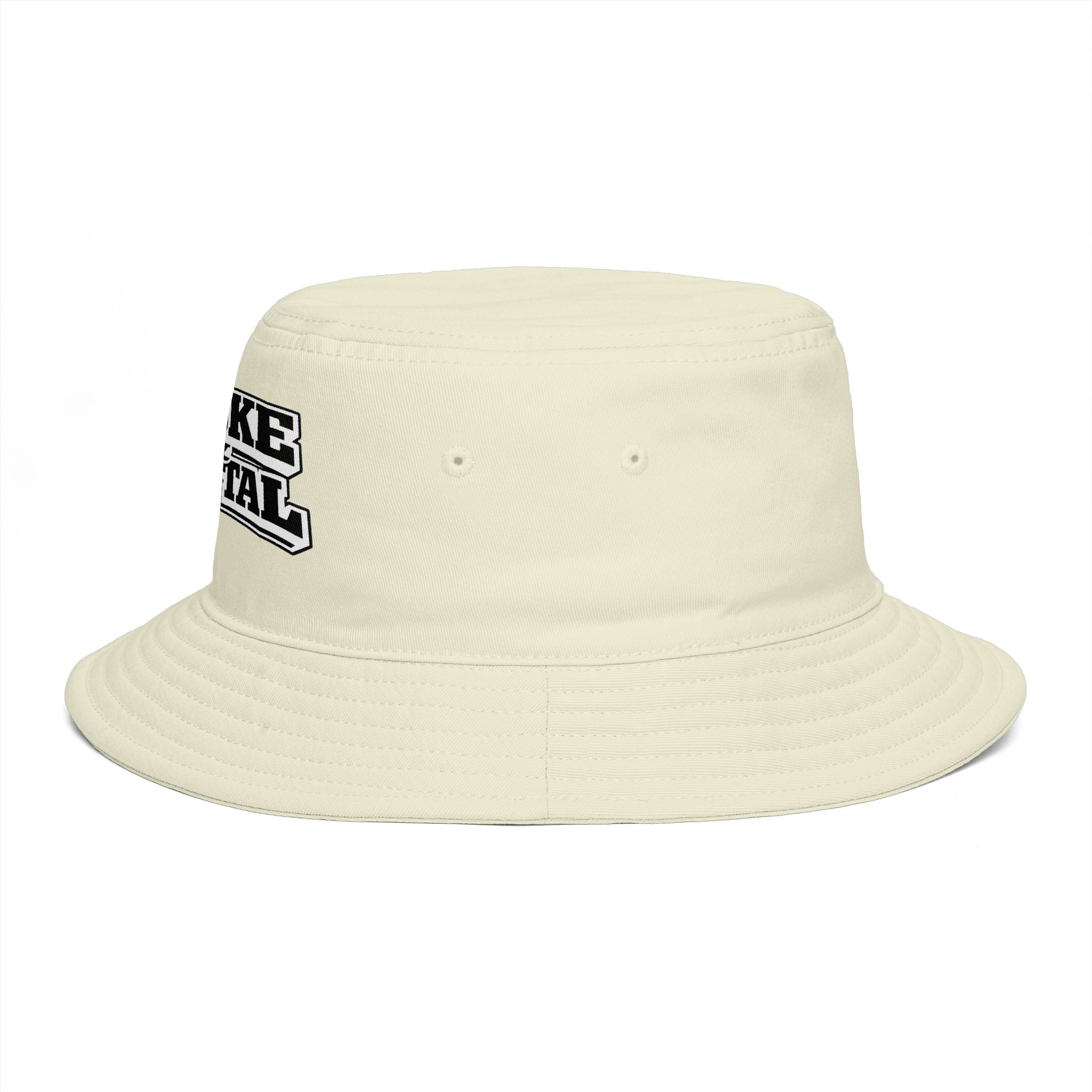 Bucket Hat — "Broke & Mental" Retro Patch Cotton Bucket Hat