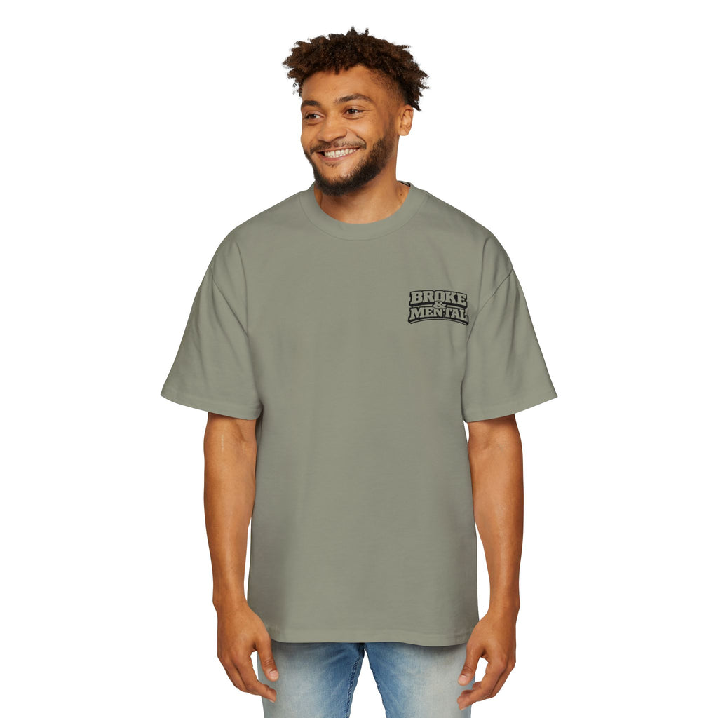 Broke & Mental Graphic Tee — Heart Brain Broken Logo Oversized T-Shirt