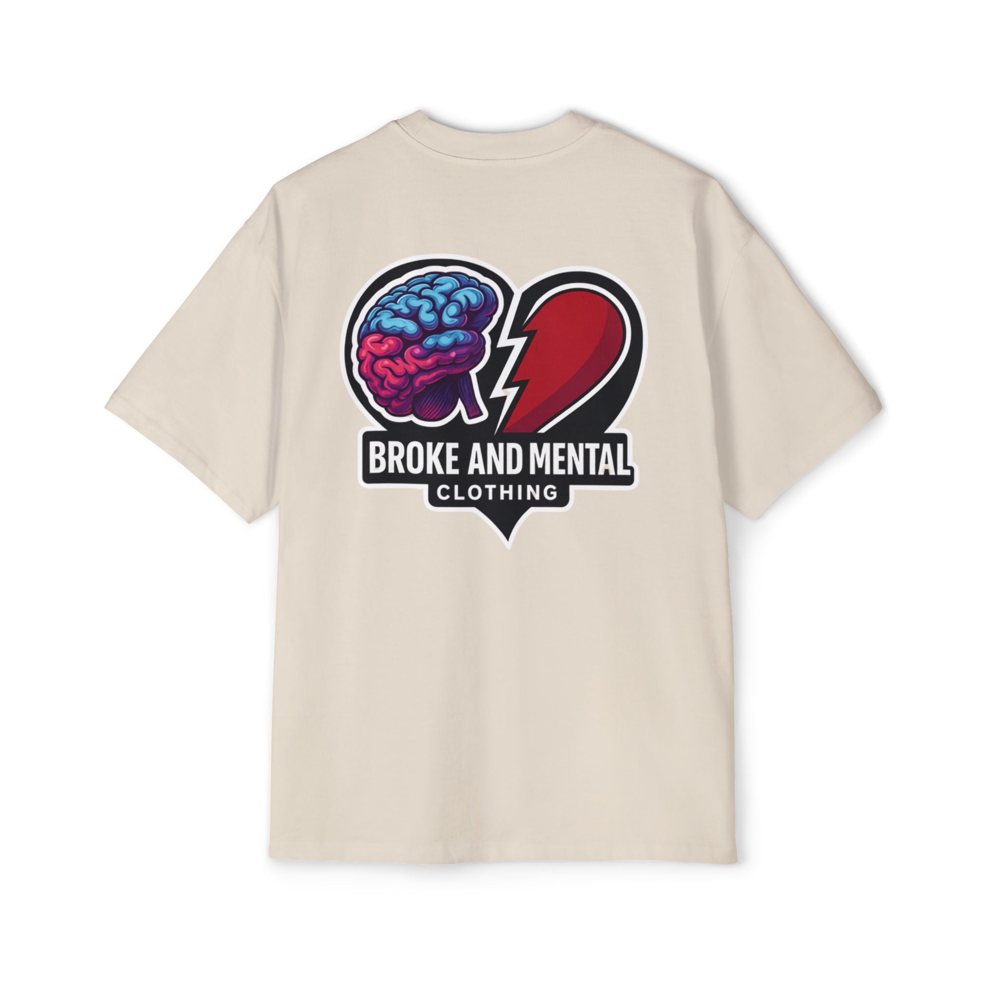 Broke & Mental Graphic Tee — Heart Brain Broken Logo Oversized T-Shirt