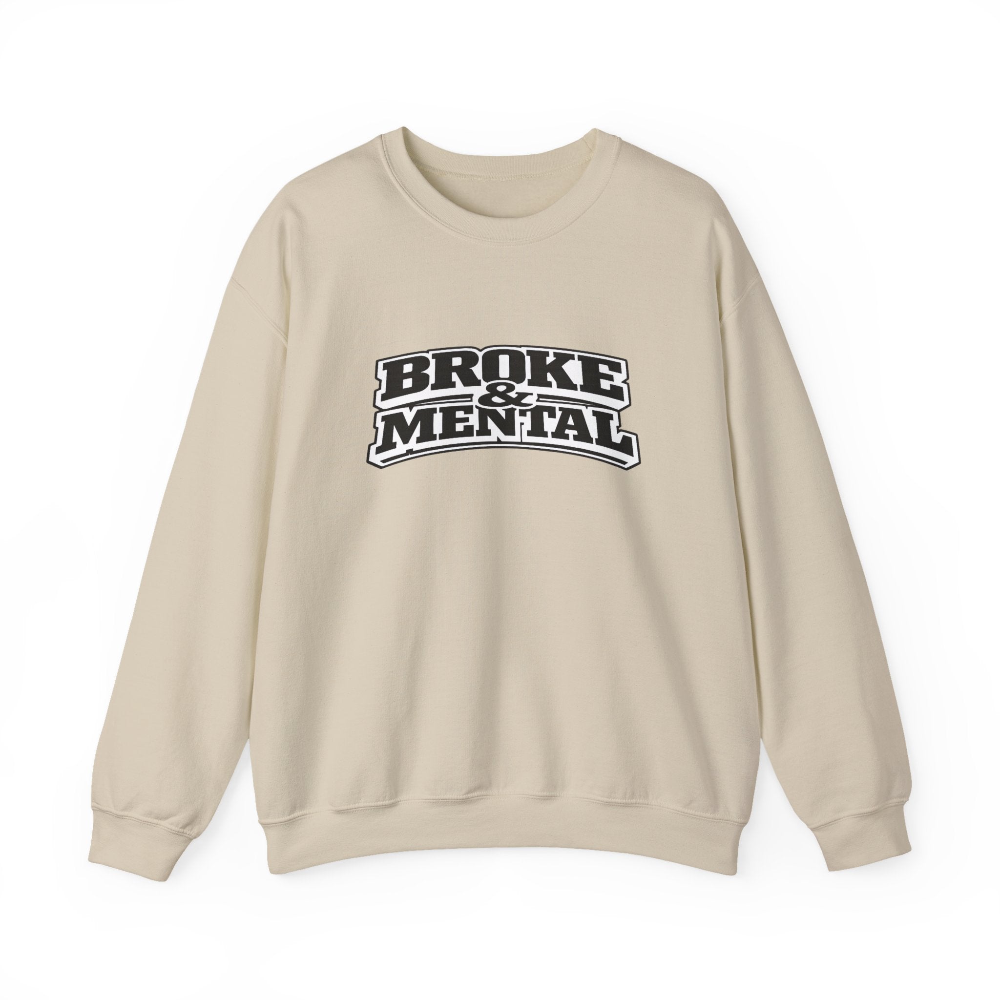 Broken Mental Crewneck Sweatshirt - Retro Distressed Graphic Pullover