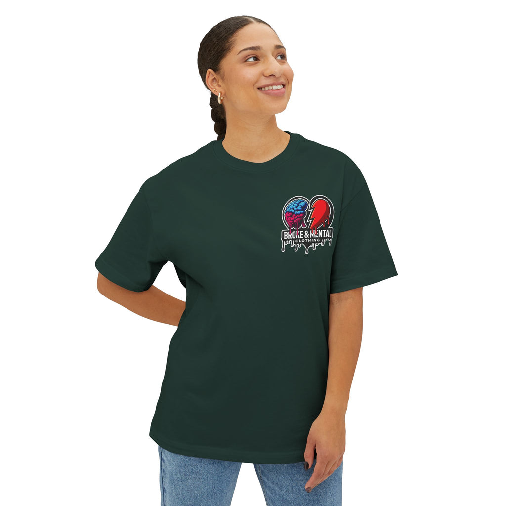 Broke & Mental Graphic Tee — Dripping Brain & Broken Heart Streetwear