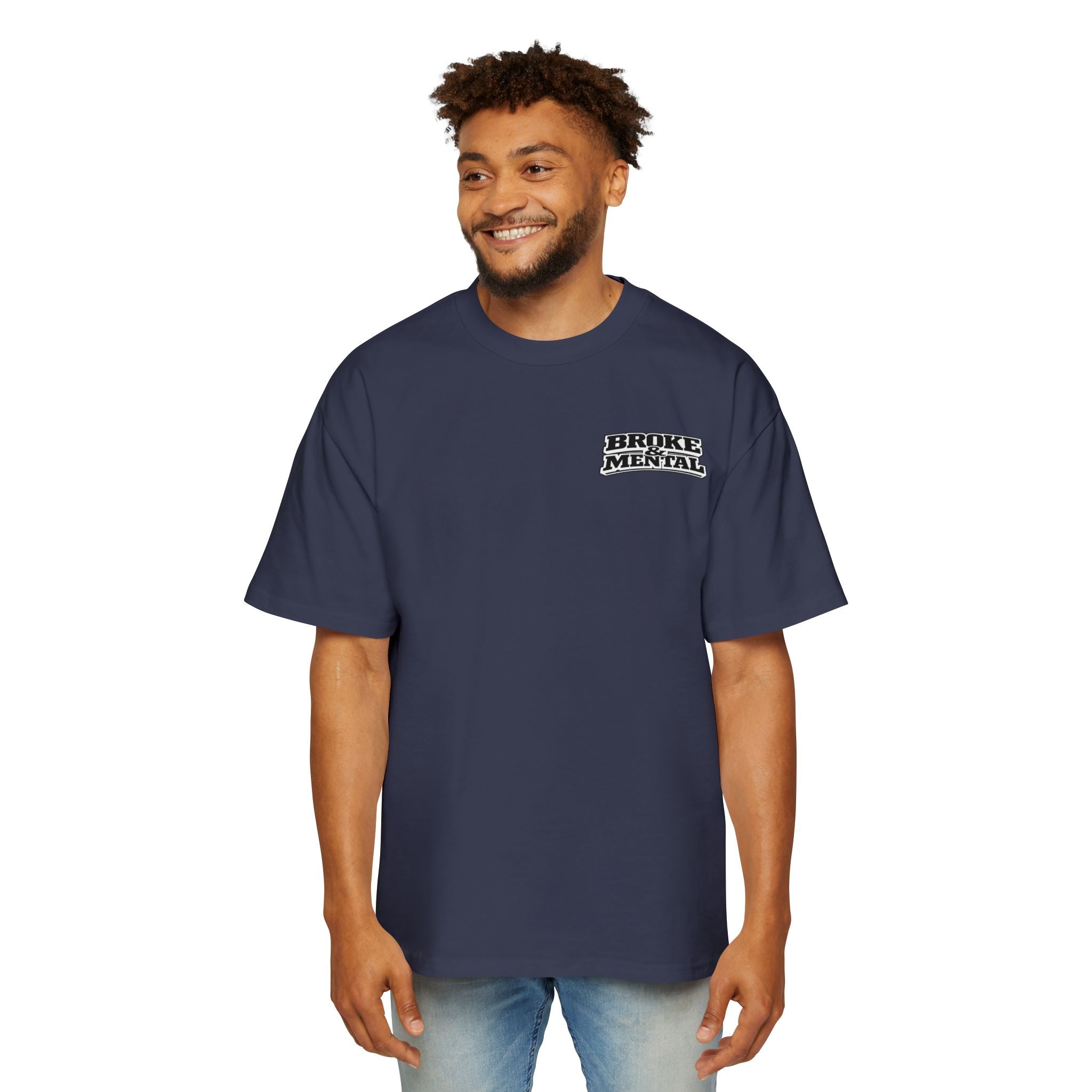 Broke & Mental Graphic Tee — Heart Brain Broken Logo Oversized T-Shirt