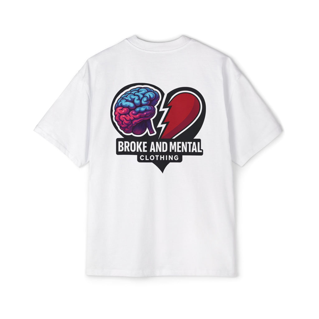 Broke & Mental Graphic Tee — Heart Brain Broken Logo Oversized T-Shirt