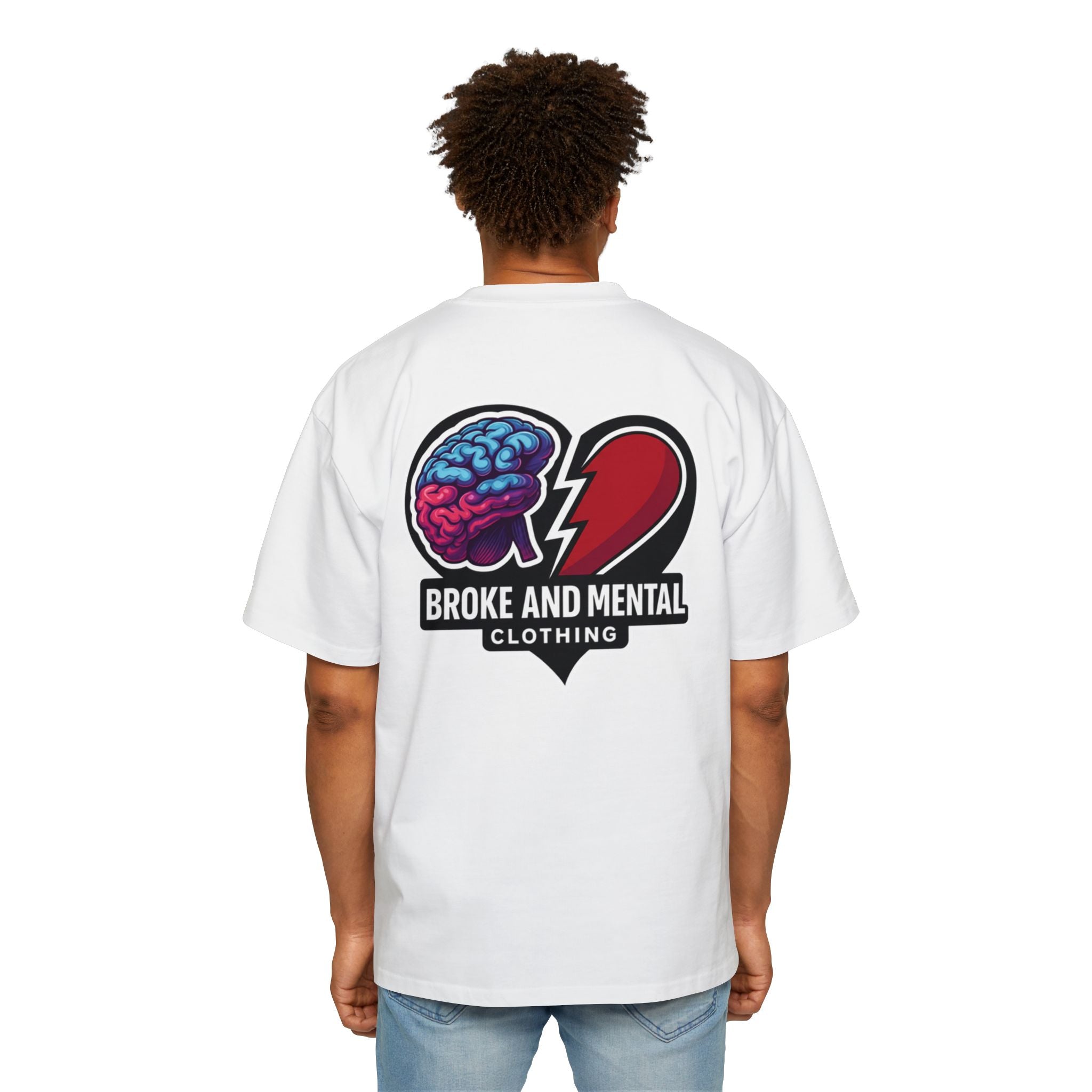 Broke & Mental Graphic Tee — Heart Brain Broken Logo Oversized T-Shirt