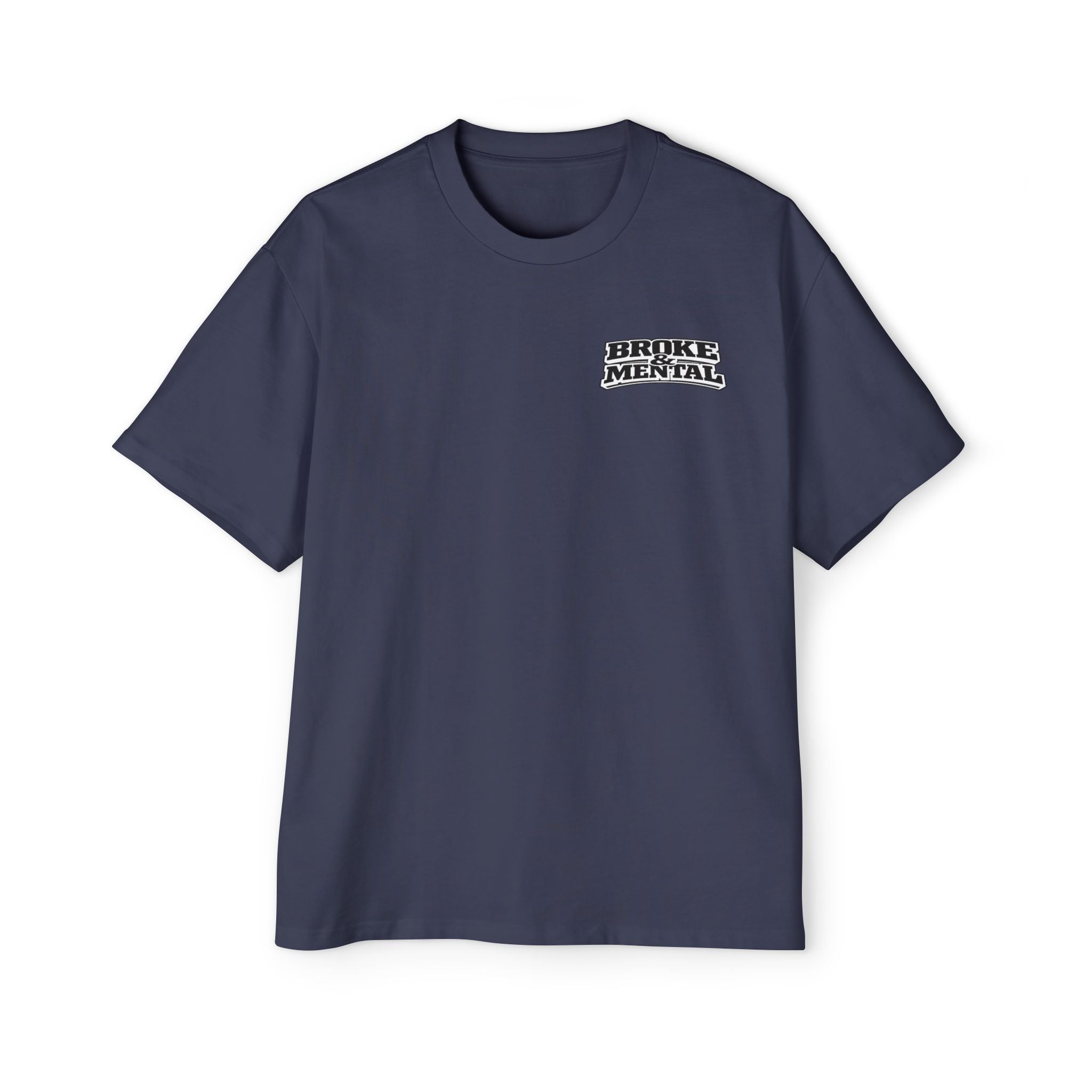 Broke & Mental Graphic Tee — Heart Brain Broken Logo Oversized T-Shirt