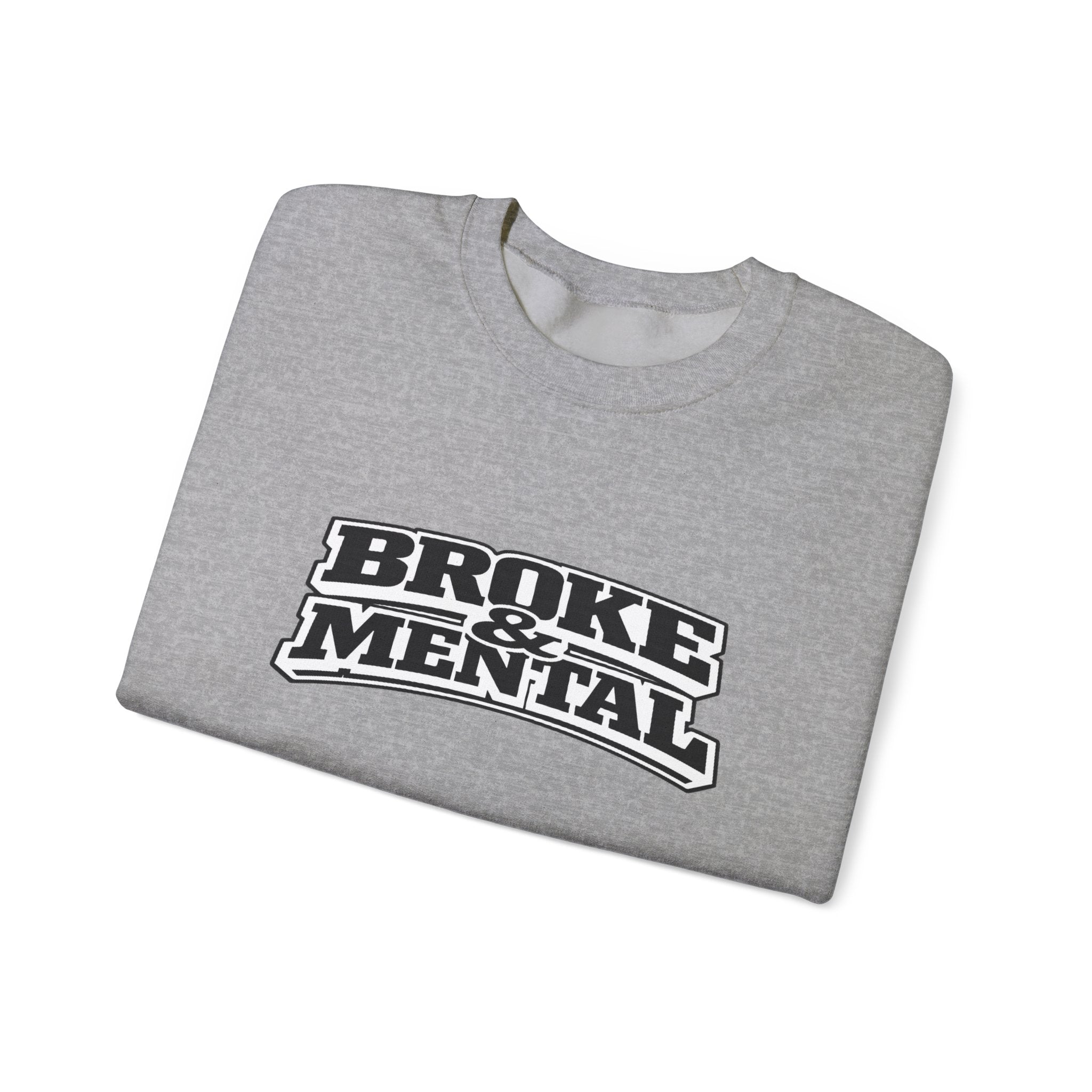 Broken Mental Crewneck Sweatshirt - Retro Distressed Graphic Pullover