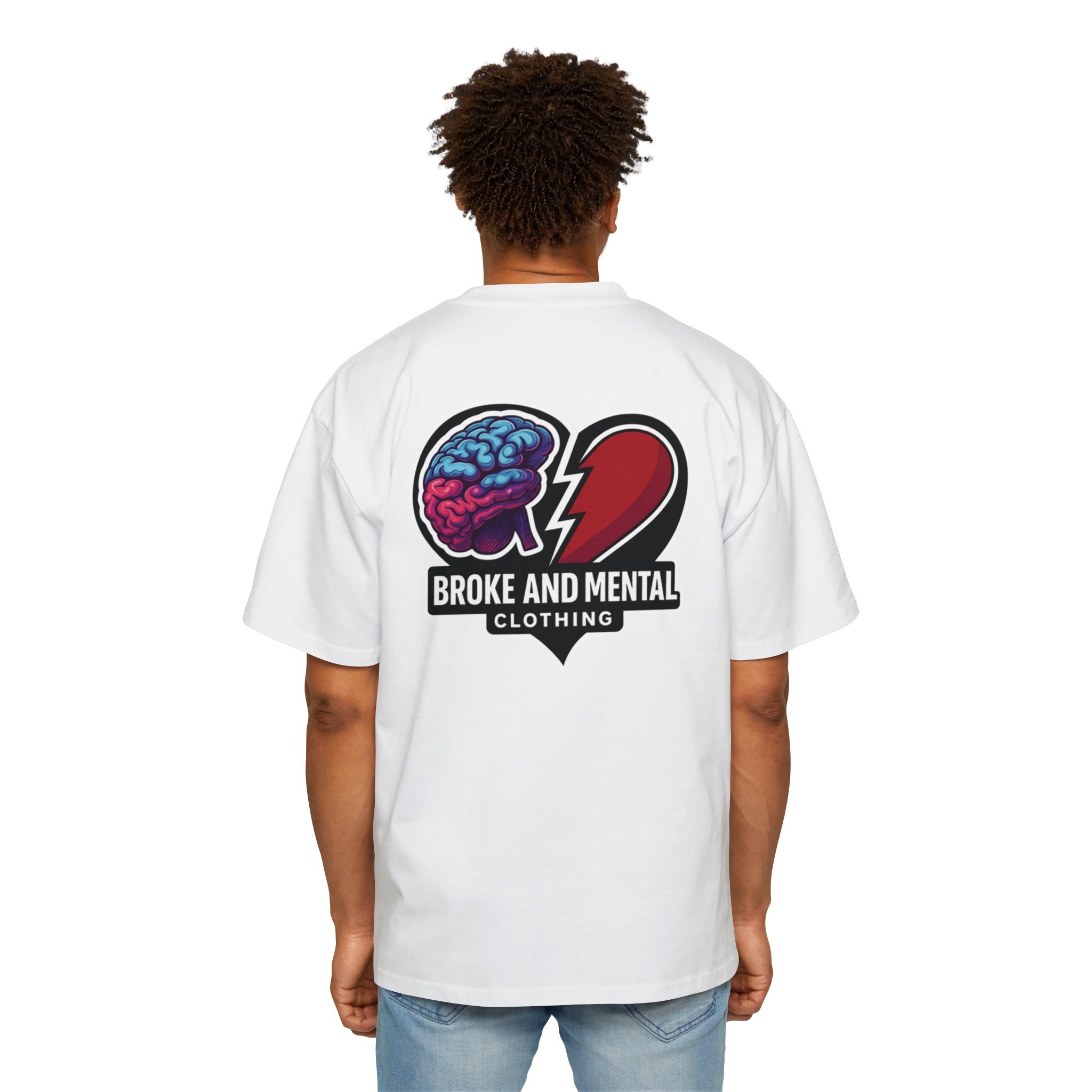 Broke & Mental Graphic Tee — Heart Brain Broken Logo Oversized T-Shirt