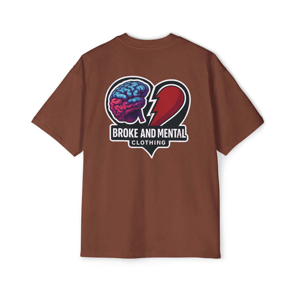 Broke & Mental Graphic Tee — Heart Brain Broken Logo Oversized T-Shirt
