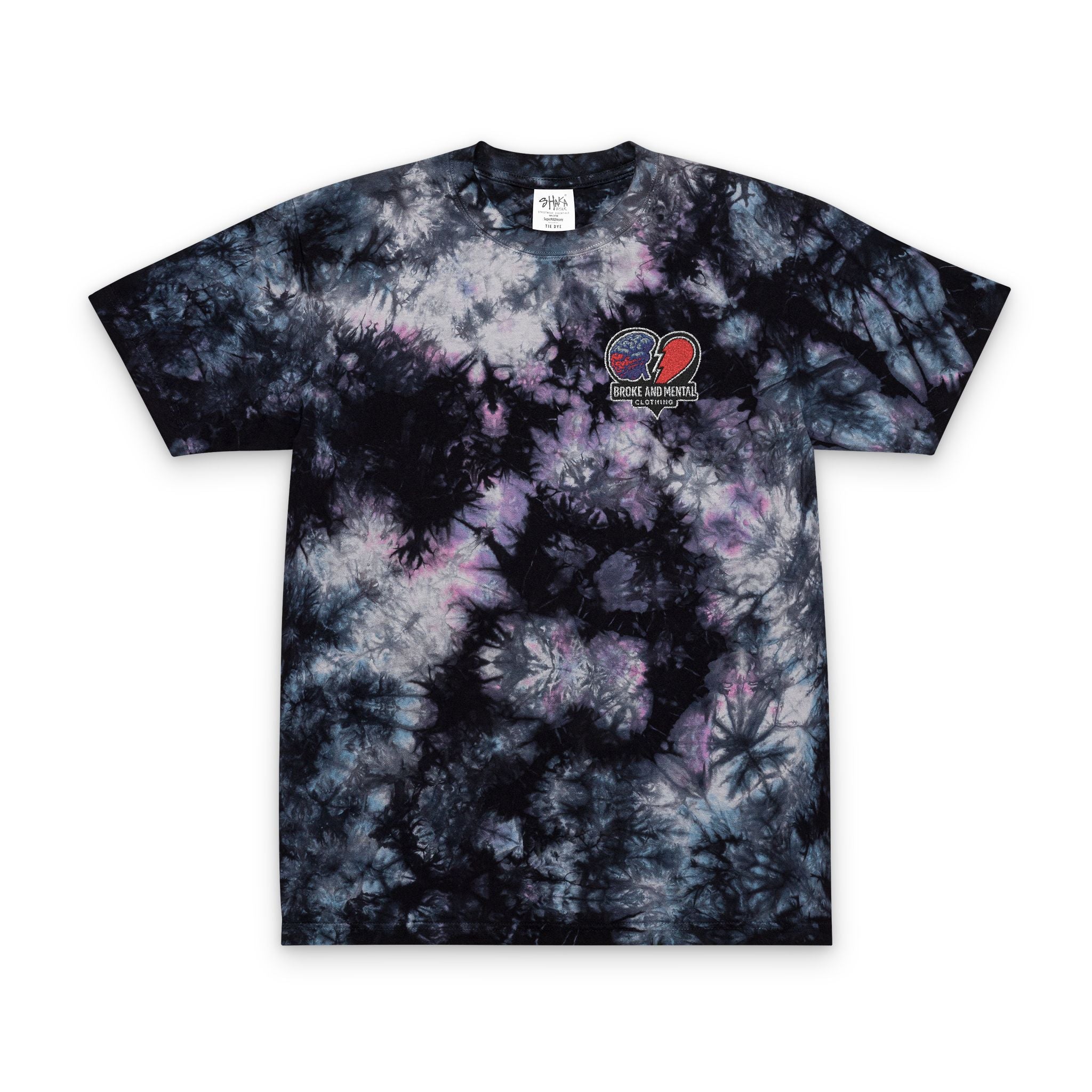 Tie-Dye Embroidered T-Shirt – Black Cloud Oversized Tee