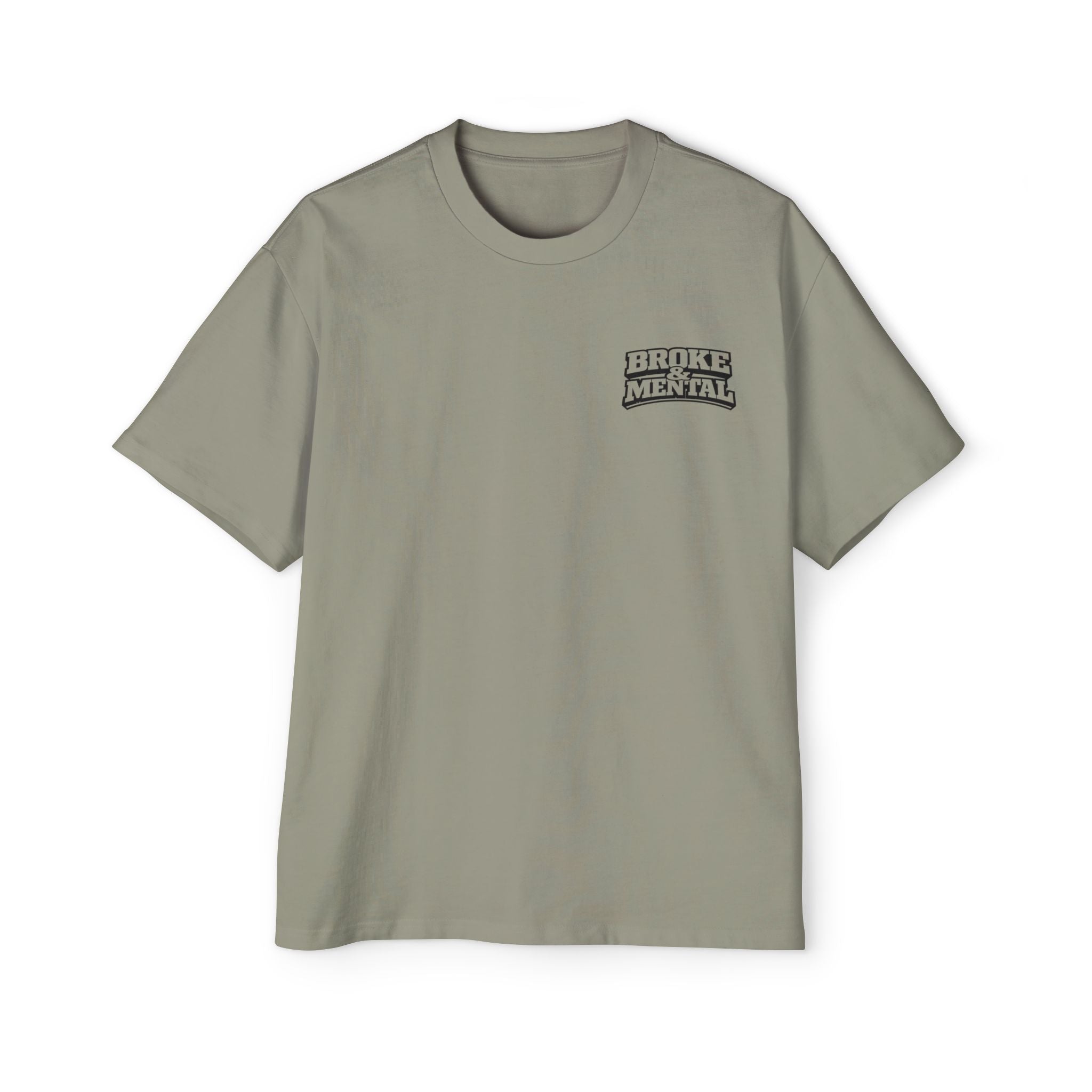 Broke & Mental Graphic Tee — Heart Brain Broken Logo Oversized T-Shirt