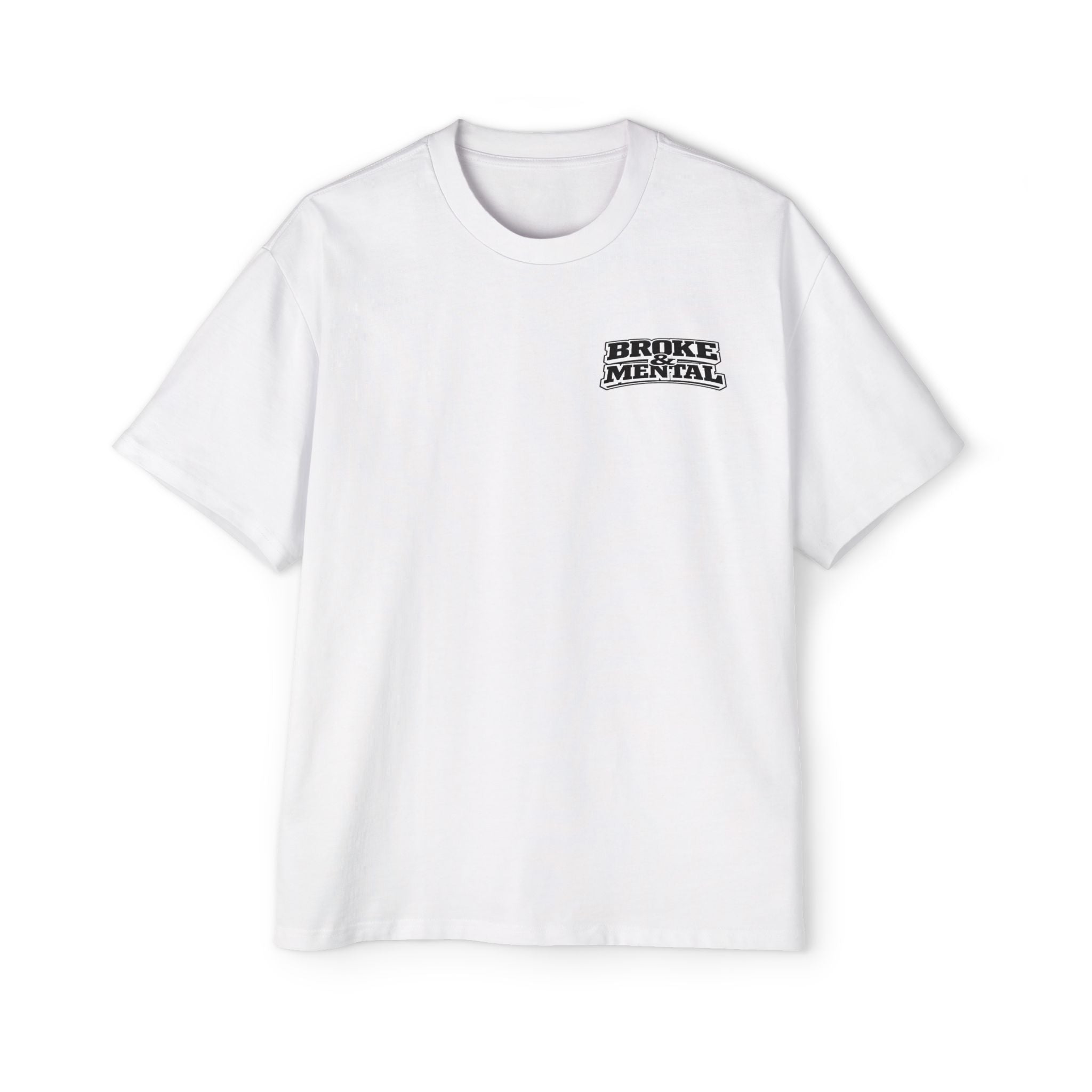 Broke & Mental Graphic Tee — Heart Brain Broken Logo Oversized T-Shirt