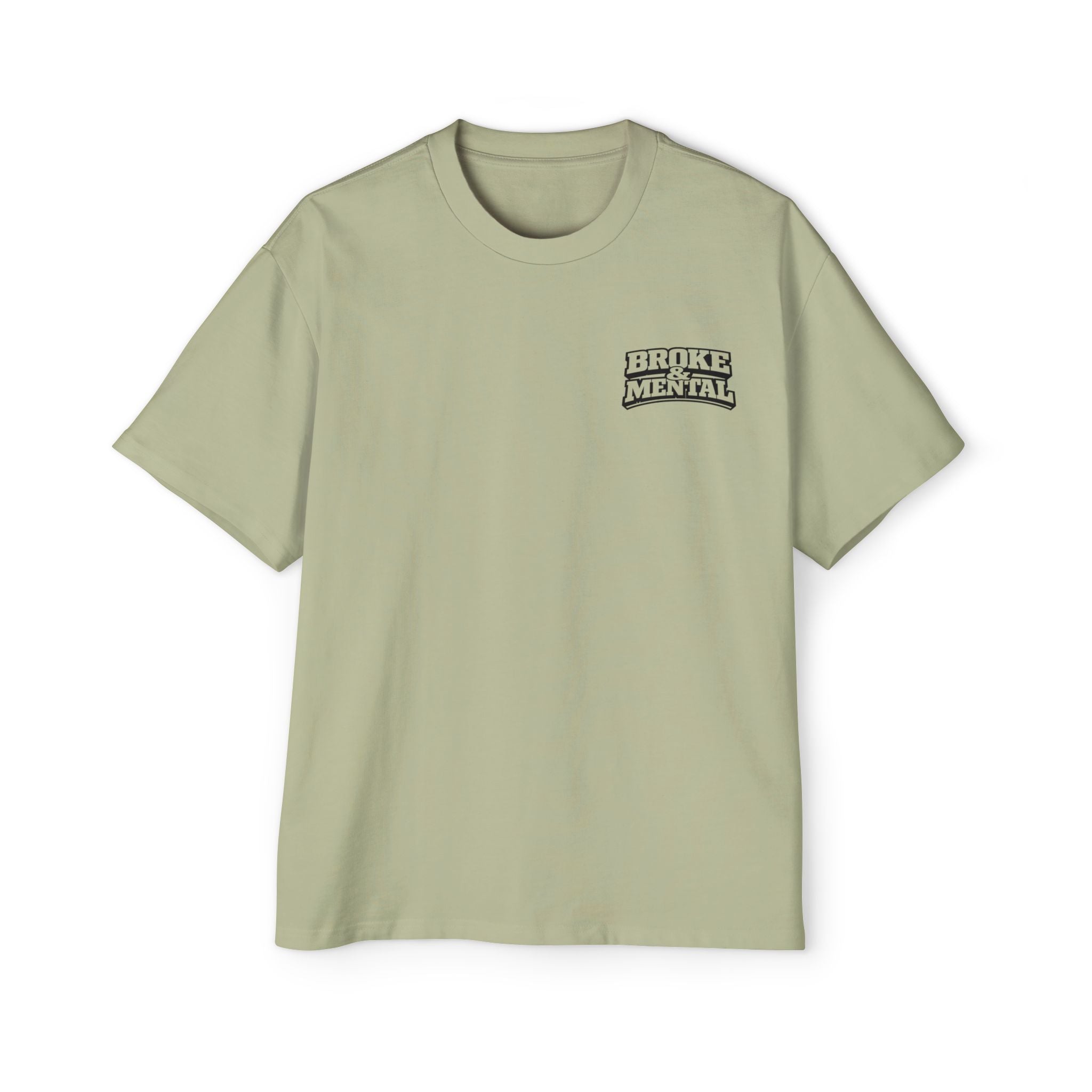 Broke & Mental Graphic Tee — Heart Brain Broken Logo Oversized T-Shirt