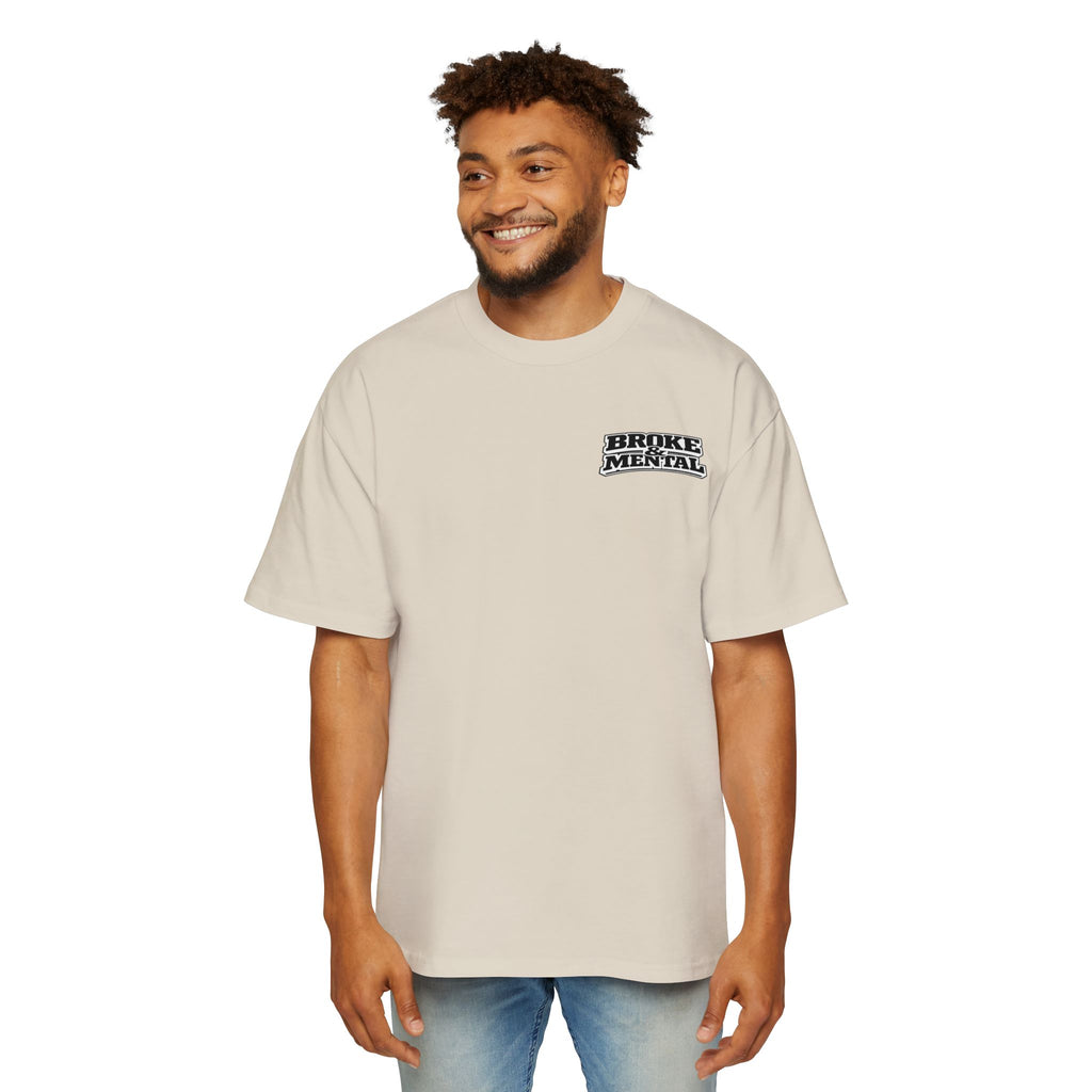 Broke & Mental Graphic Tee — Heart Brain Broken Logo Oversized T-Shirt