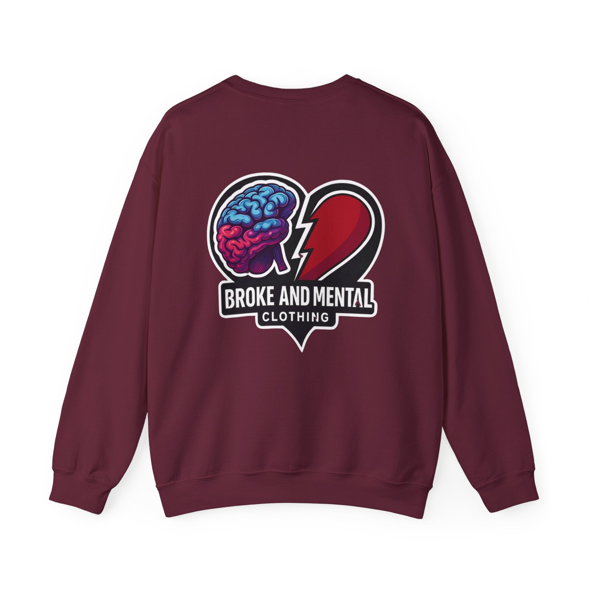 Broken Mental Crewneck Sweatshirt - Retro Distressed Graphic Pullover
