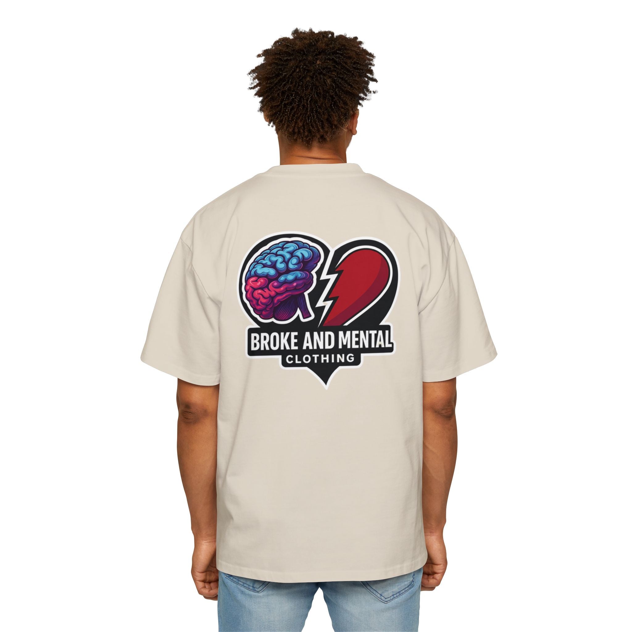 Broke & Mental Graphic Tee — Heart Brain Broken Logo Oversized T-Shirt