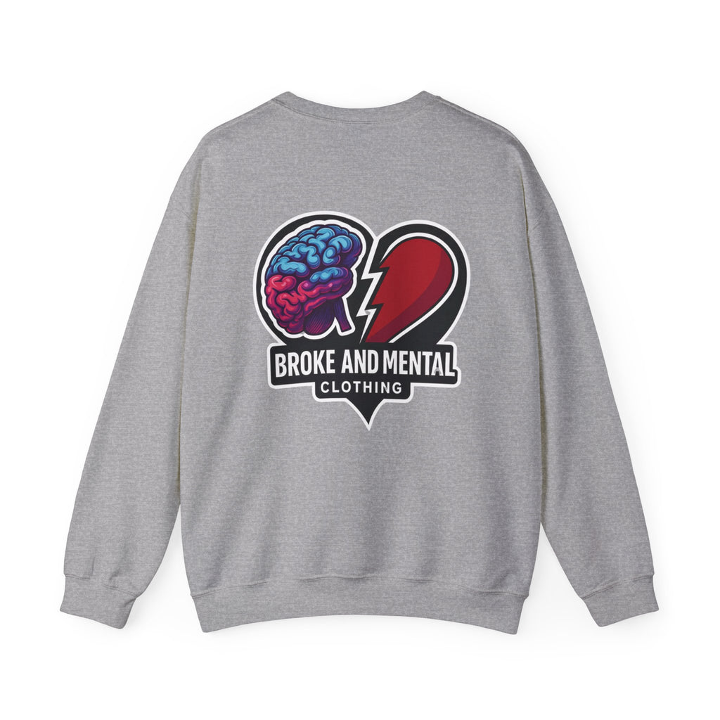 Broken Mental Crewneck Sweatshirt - Retro Distressed Graphic Pullover
