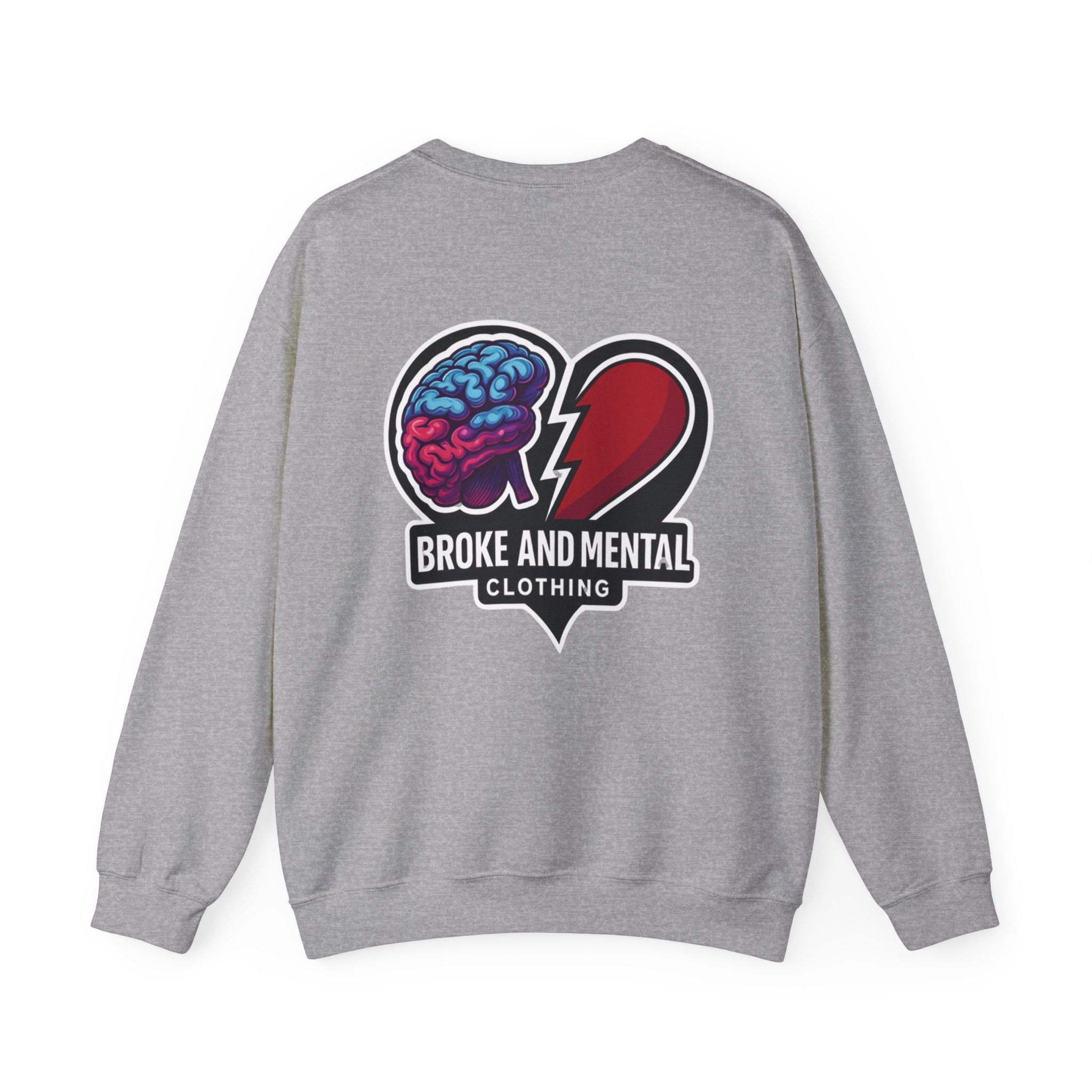 Broken Mental Crewneck Sweatshirt - Retro Distressed Graphic Pullover