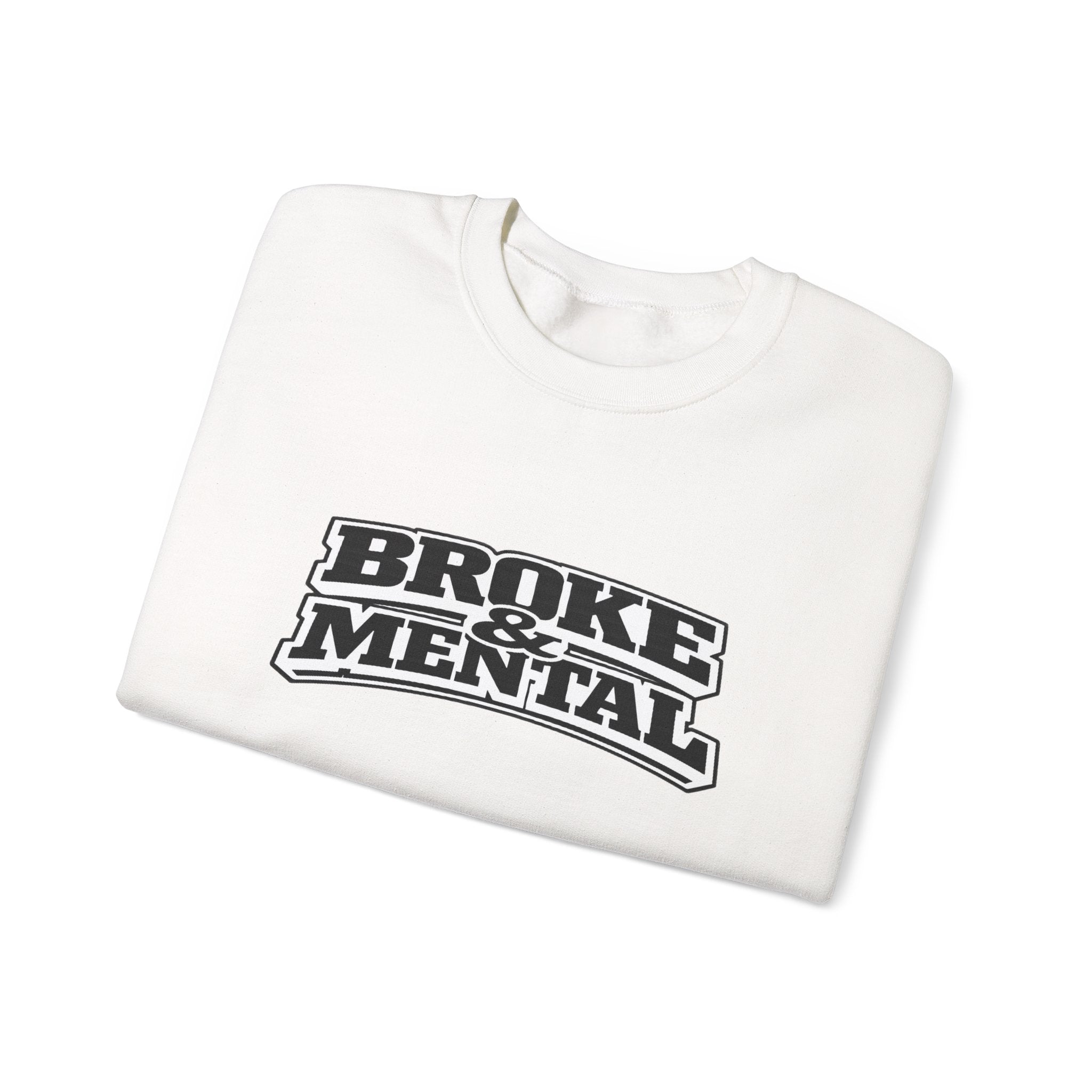 Broken Mental Crewneck Sweatshirt - Retro Distressed Graphic Pullover