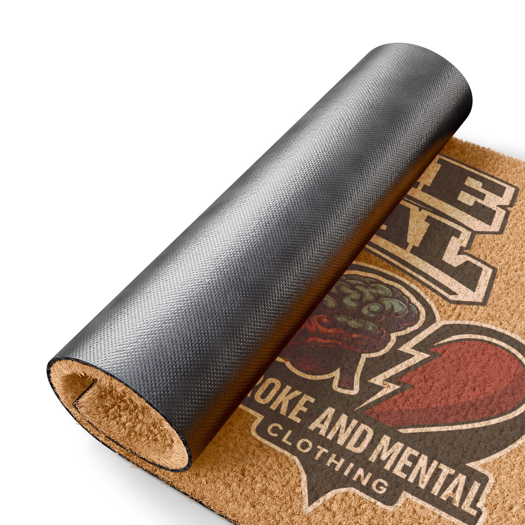 Doormat - 'Broke & Mental: Enter at Your Own Risk' Funny Welcome Mat