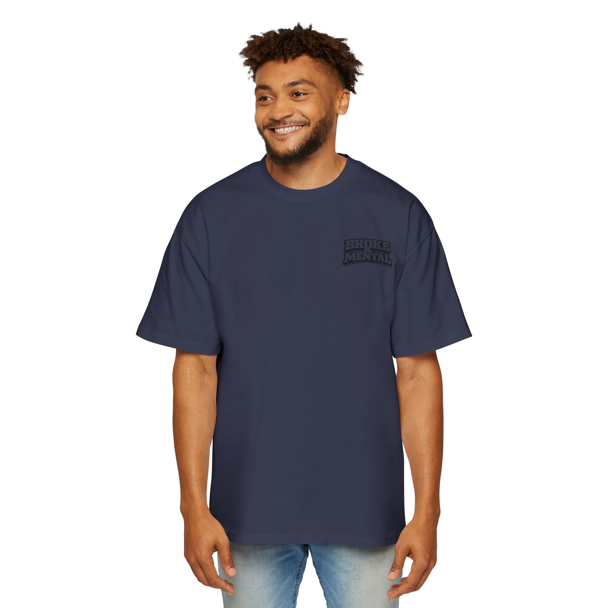 Broke & Mental Graphic Tee — Heart Brain Broken Logo Oversized T-Shirt