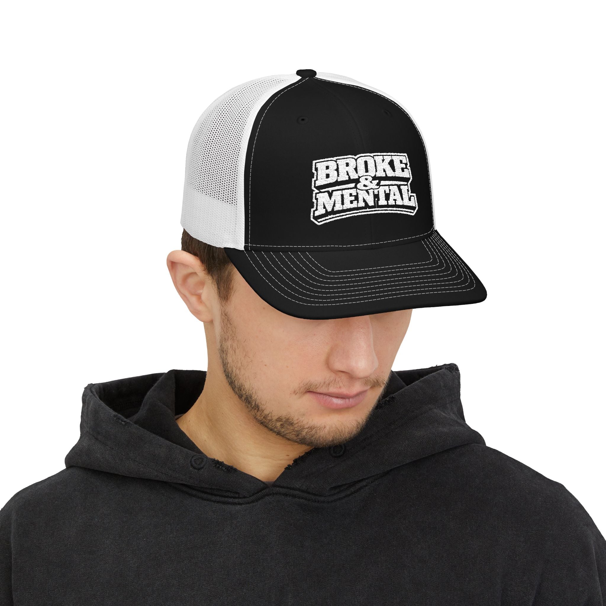 Trucker Cap – 'Broke Mental' Retro Patch Snapback