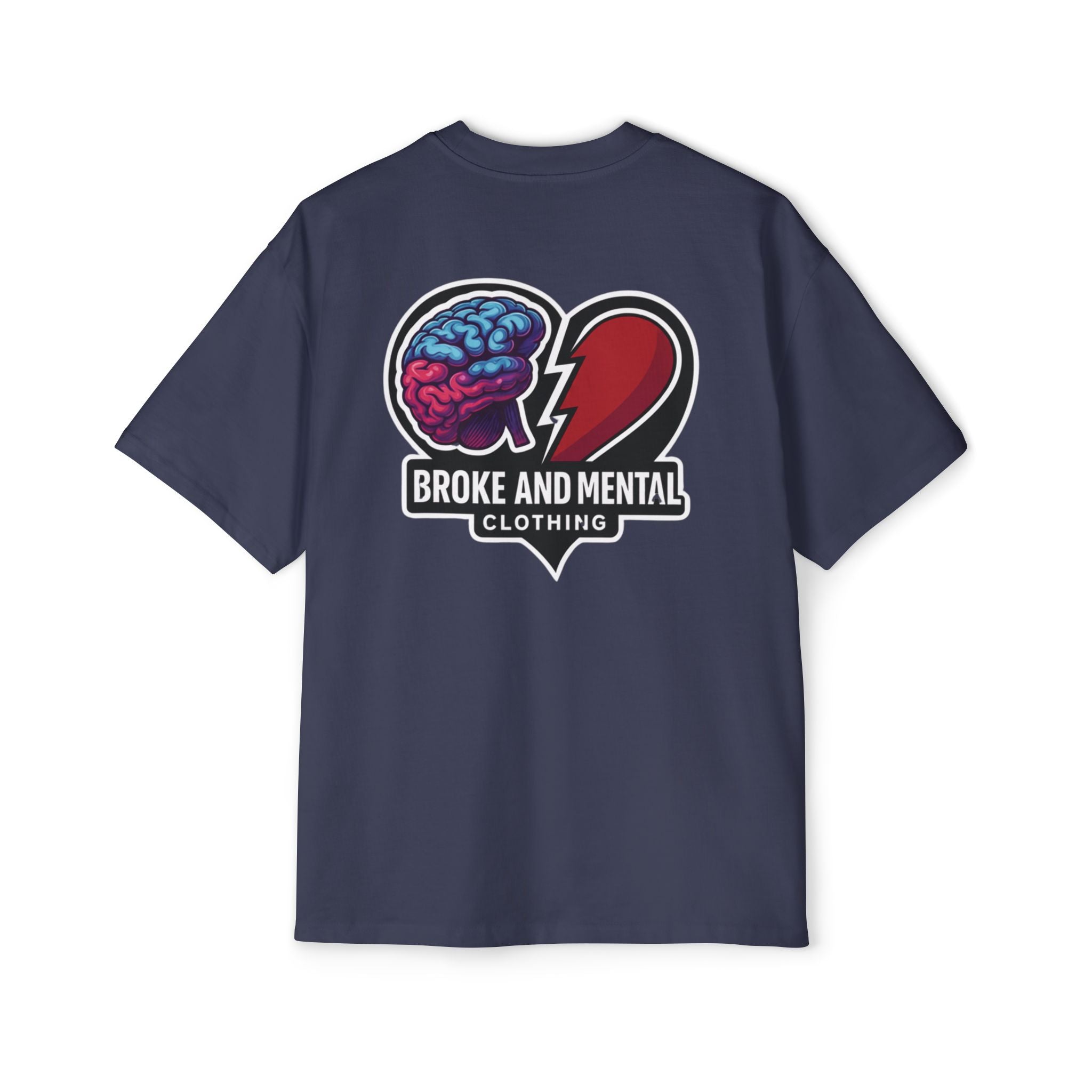 Broke & Mental Graphic Tee — Heart Brain Broken Logo Oversized T-Shirt