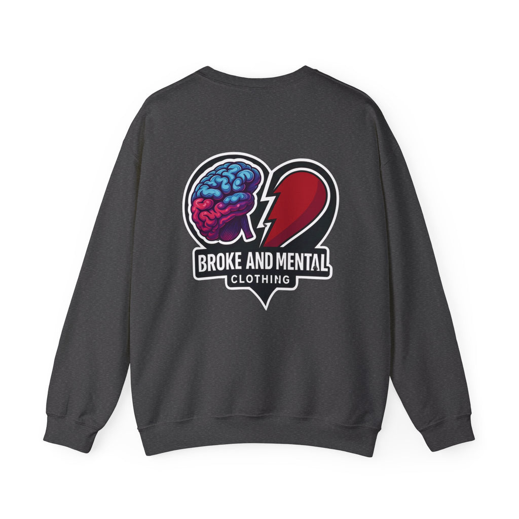 Broken Mental Crewneck Sweatshirt - Retro Distressed Graphic Pullover