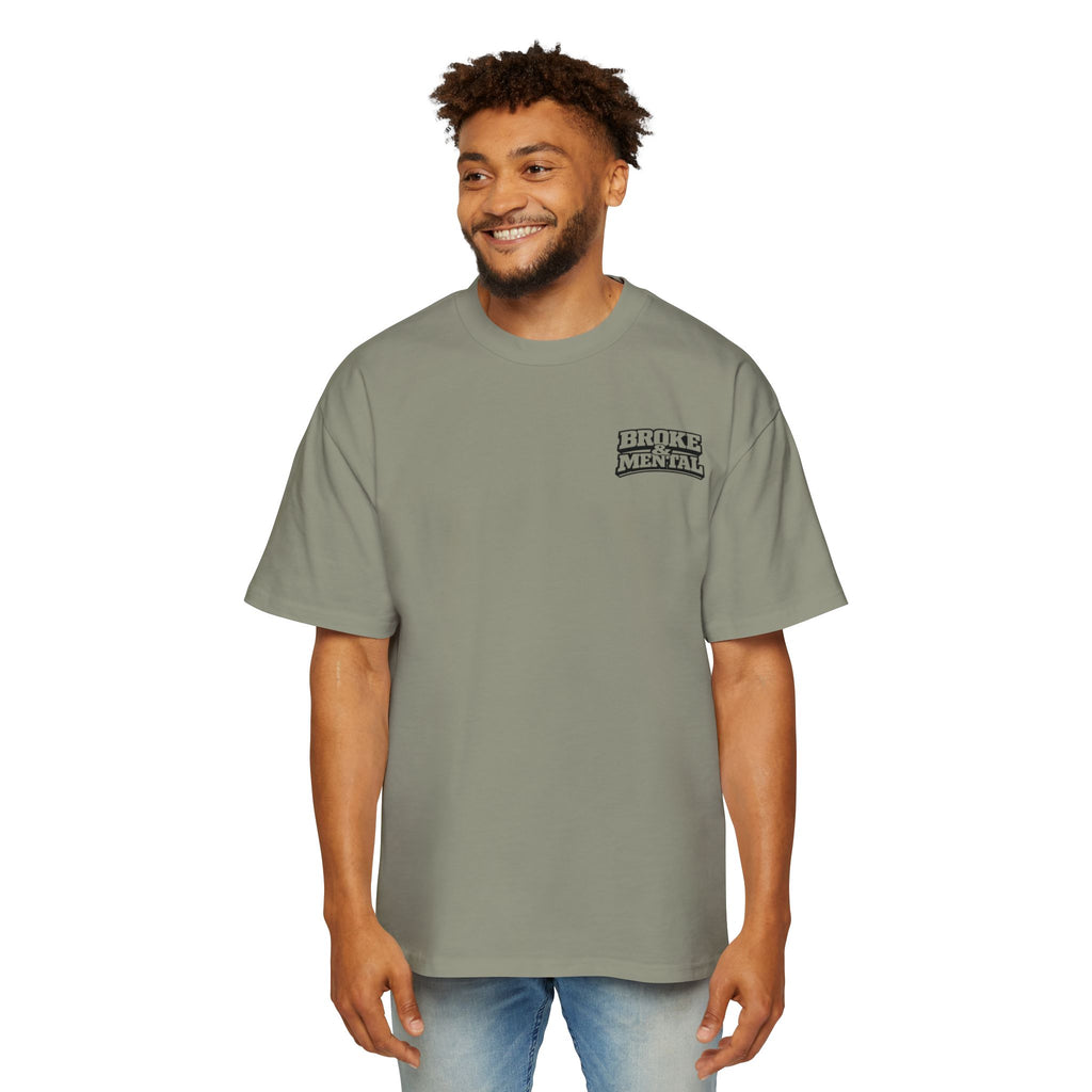 Broke & Mental Graphic Tee — Heart Brain Broken Logo Oversized T-Shirt