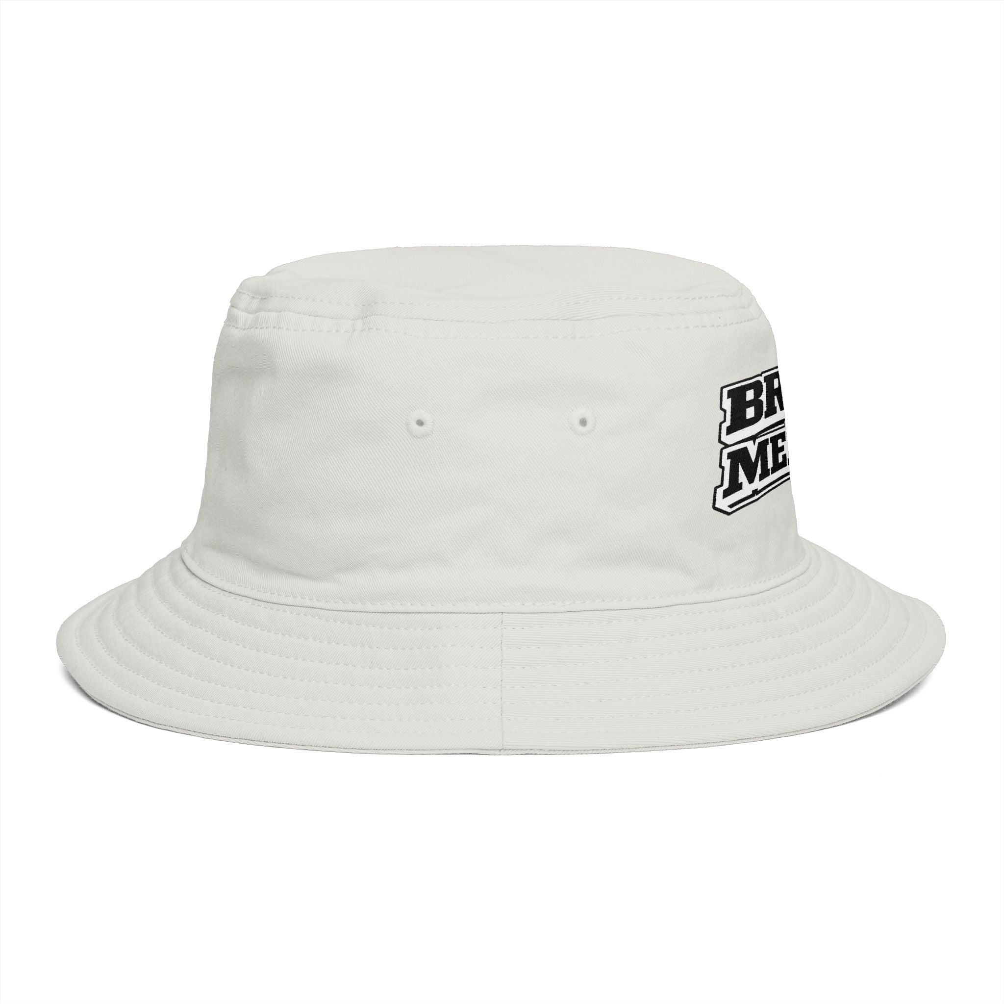 Bucket Hat — "Broke & Mental" Retro Patch Cotton Bucket Hat