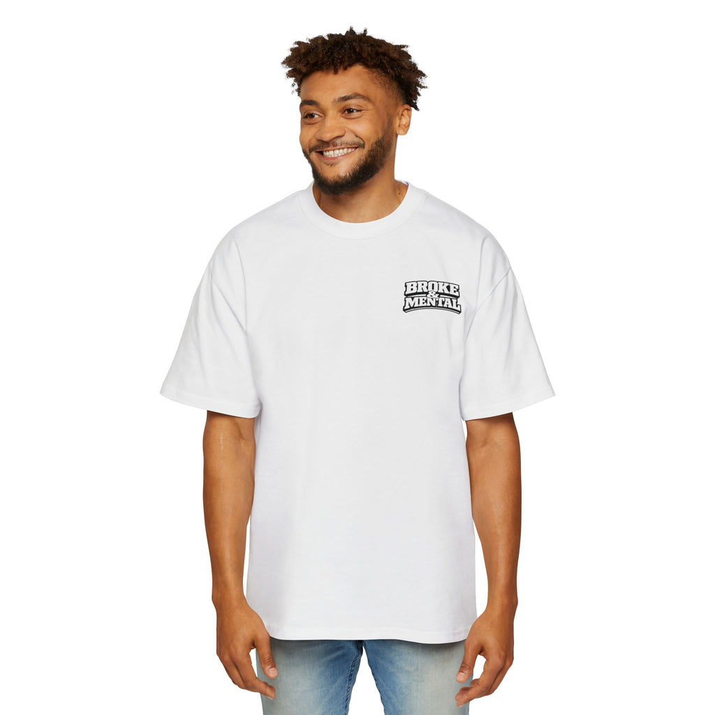 Broke & Mental Graphic Tee — Heart Brain Broken Logo Oversized T-Shirt