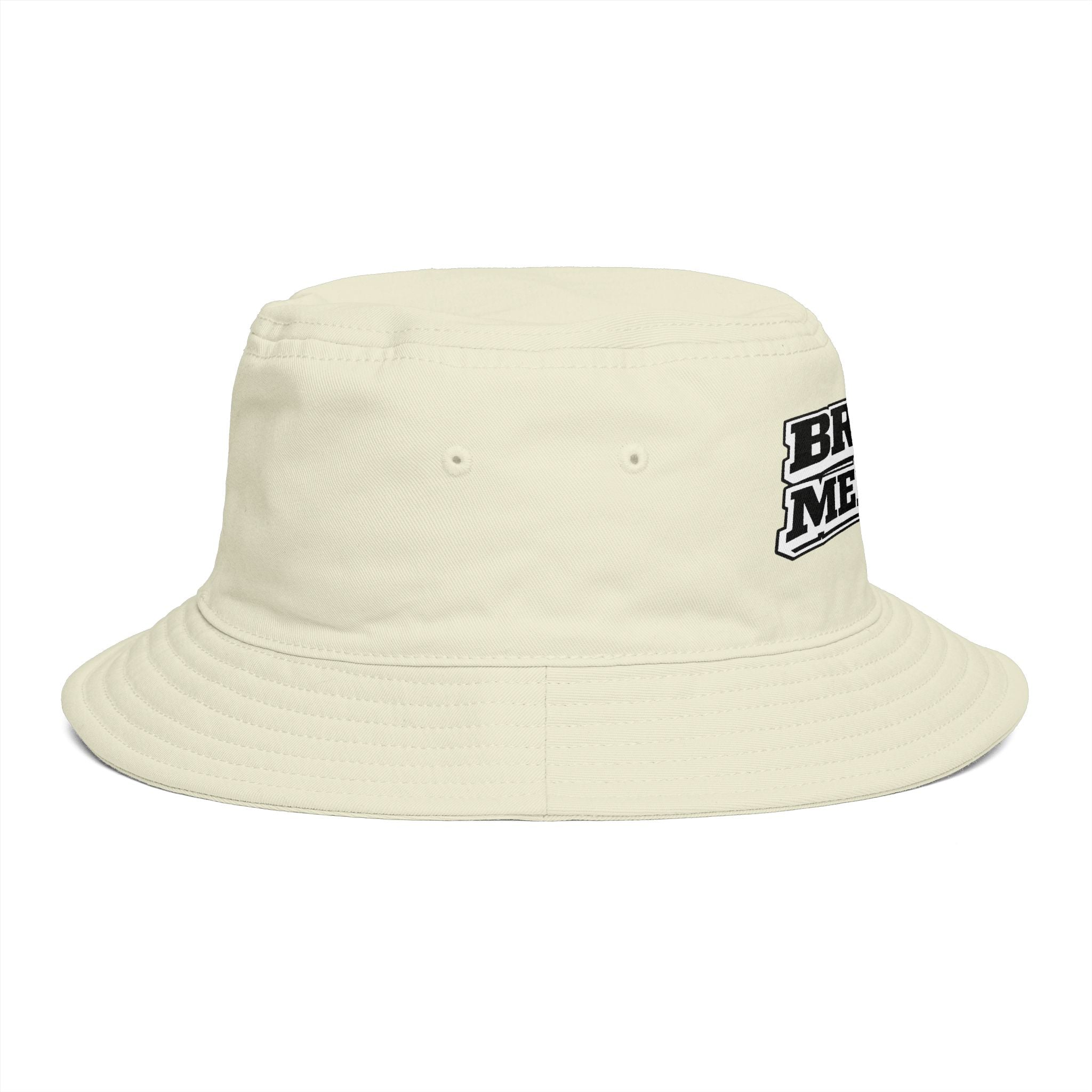 Bucket Hat — "Broke & Mental" Retro Patch Cotton Bucket Hat