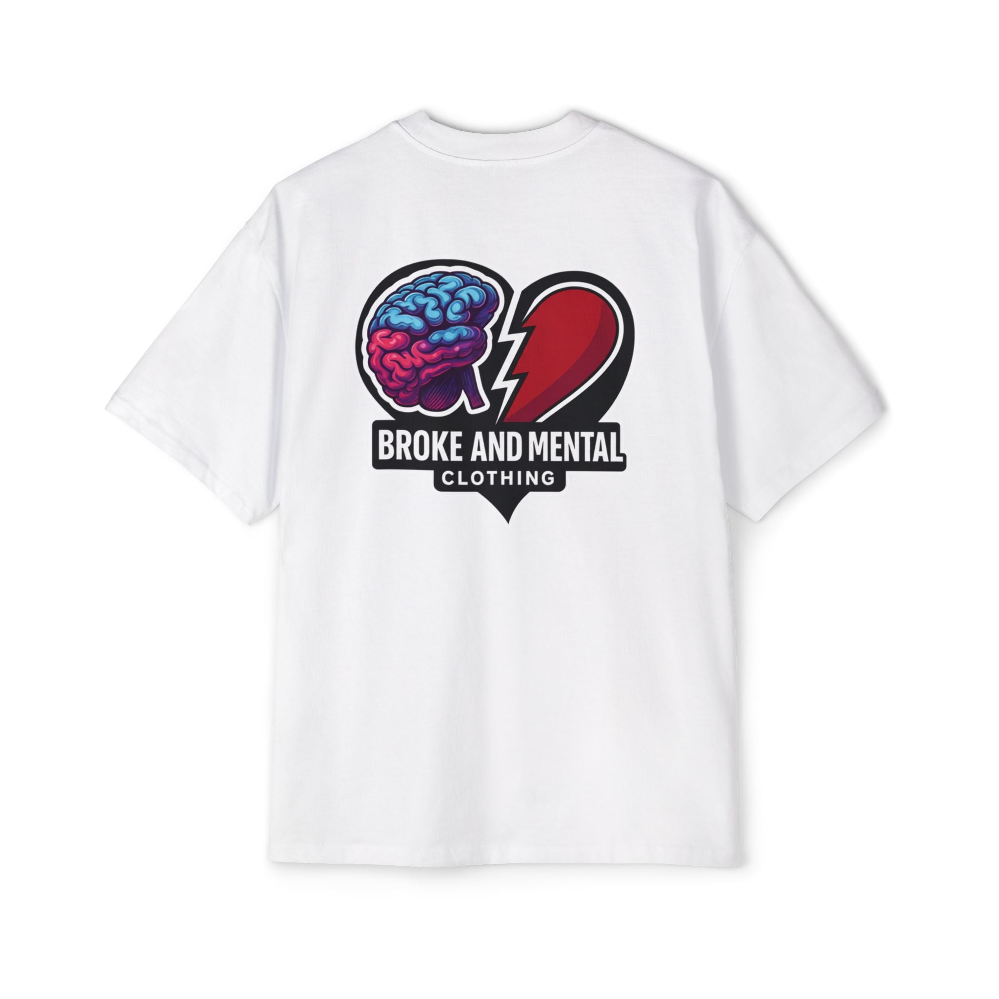 Broke & Mental Graphic Tee — Heart Brain Broken Logo Oversized T-Shirt