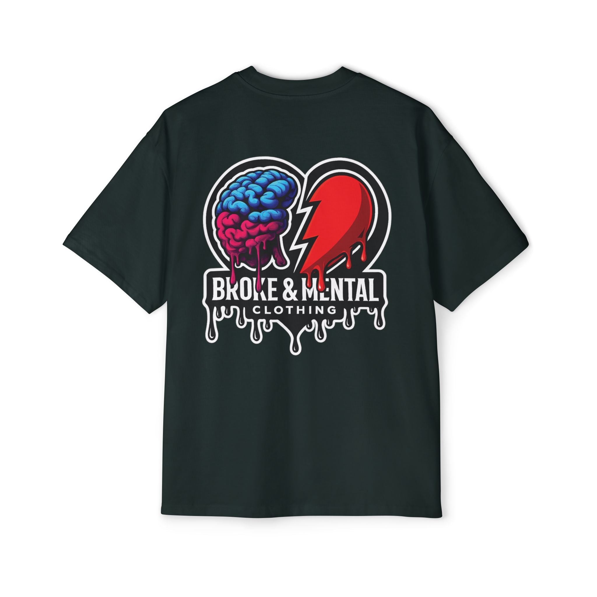 Oversized Tee — “Broke & Mental” warped drip