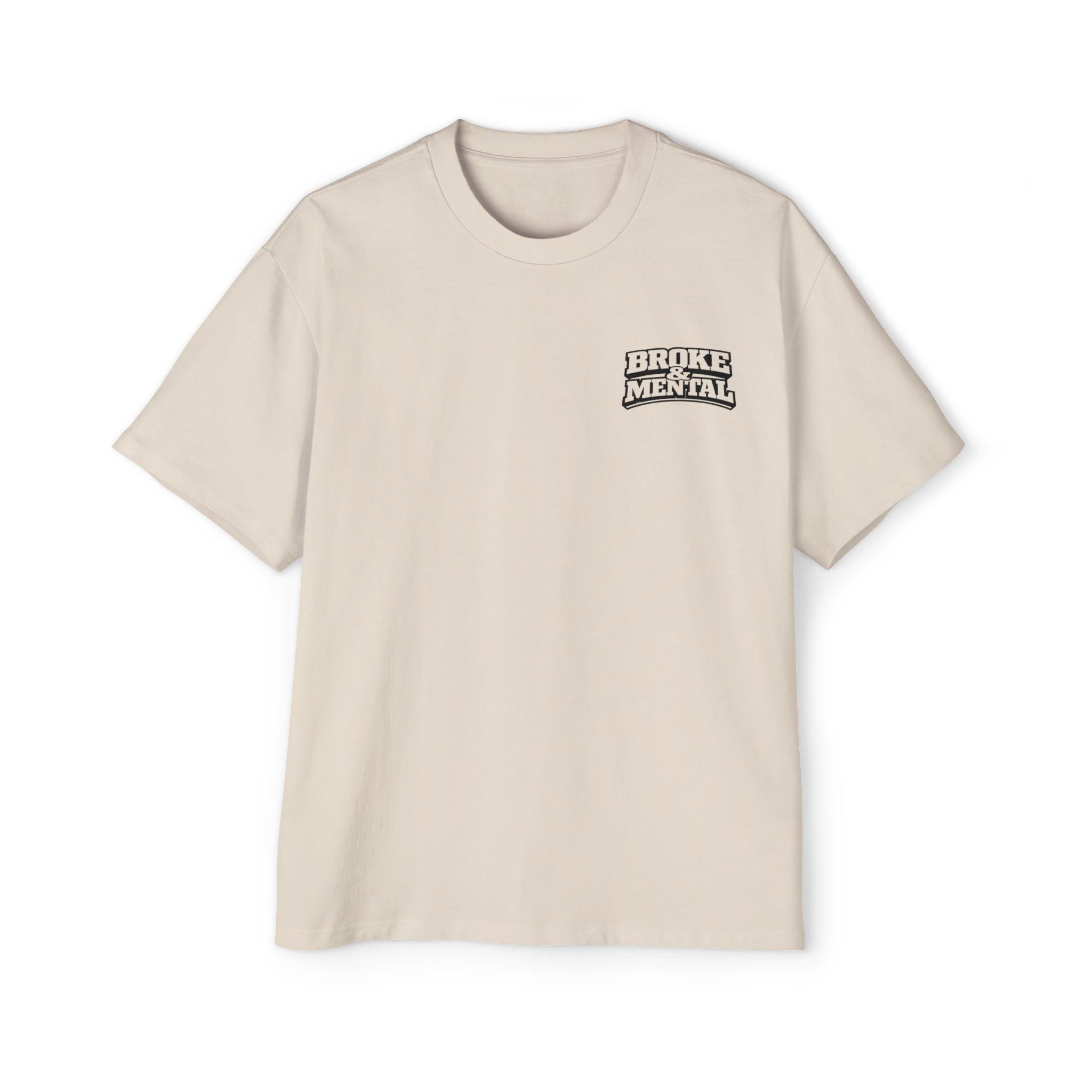 Broke & Mental Graphic Tee — Heart Brain Broken Logo Oversized T-Shirt