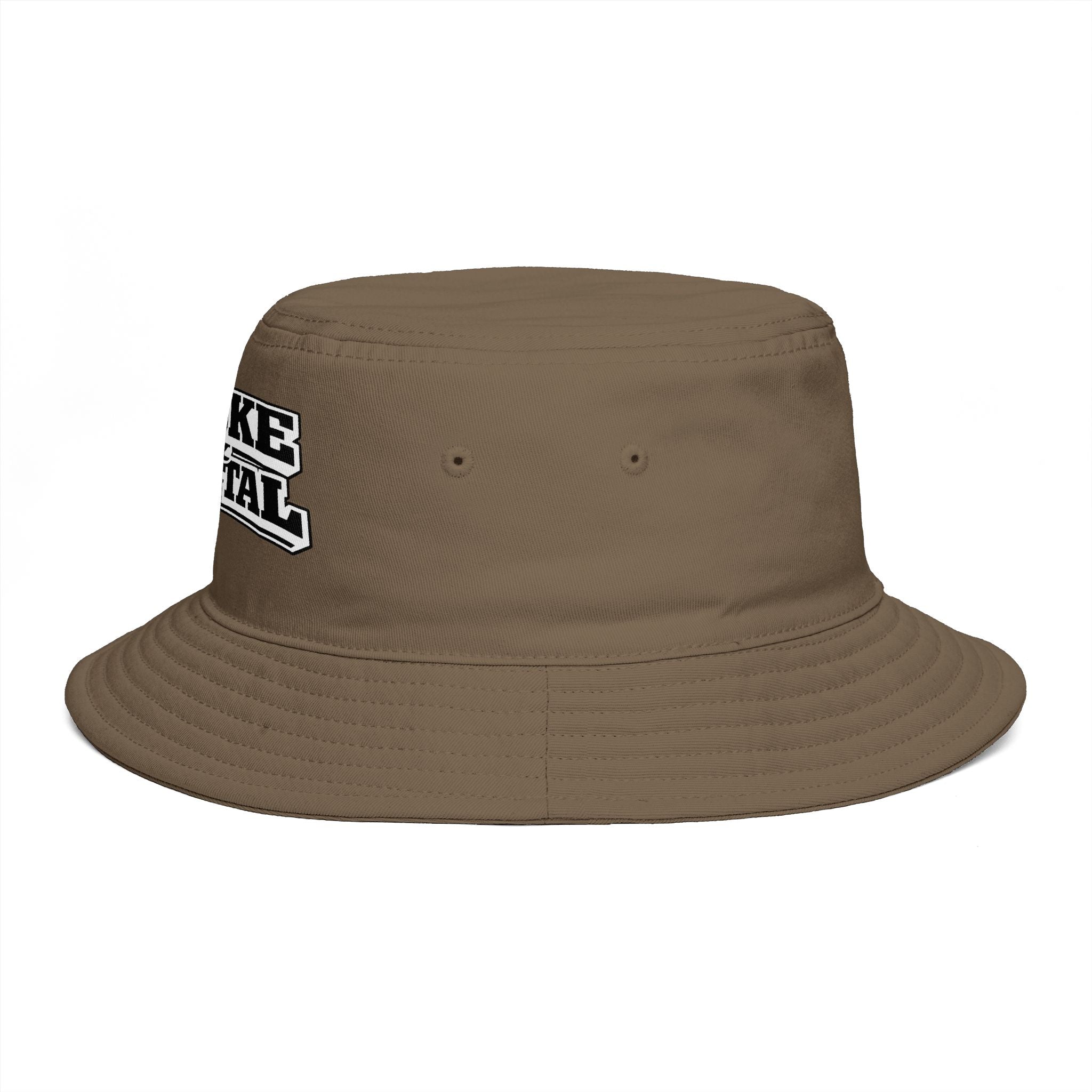 Bucket Hat — "Broke & Mental" Retro Patch Cotton Bucket Hat