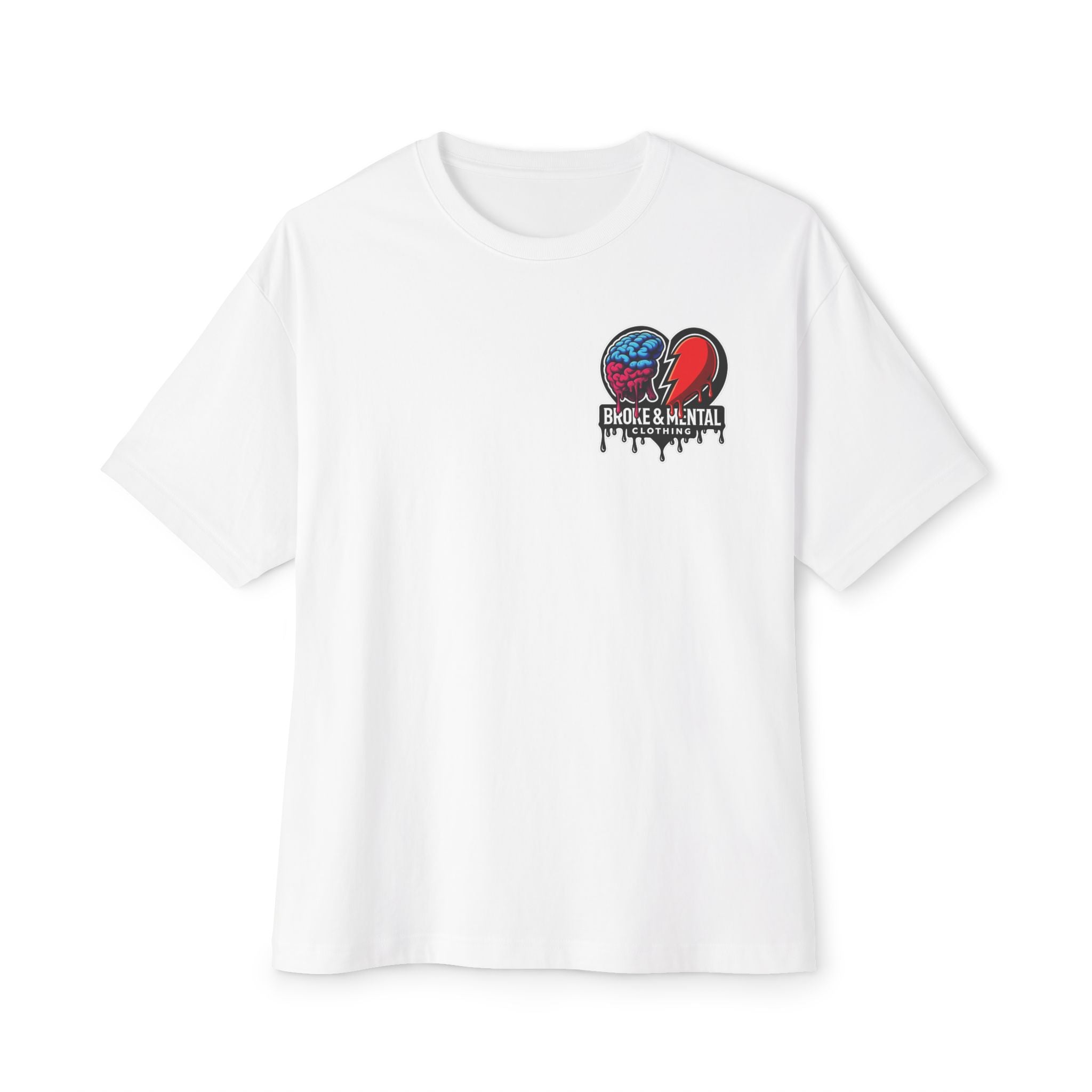 Broke & Mental Graphic Tee — Dripping Brain & Broken Heart Streetwear
