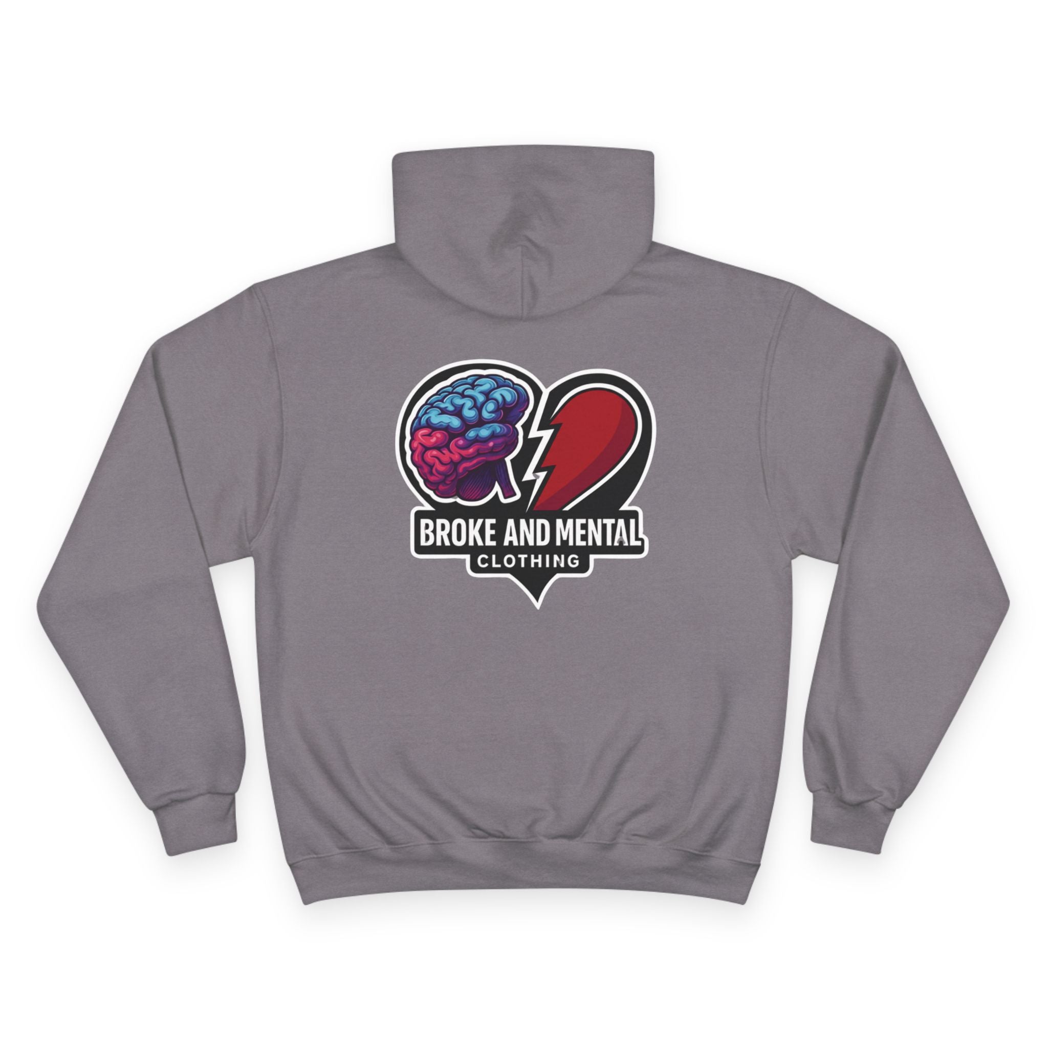Broke and Mental Hoodie – Brain & Broken Heart Logo Pullover