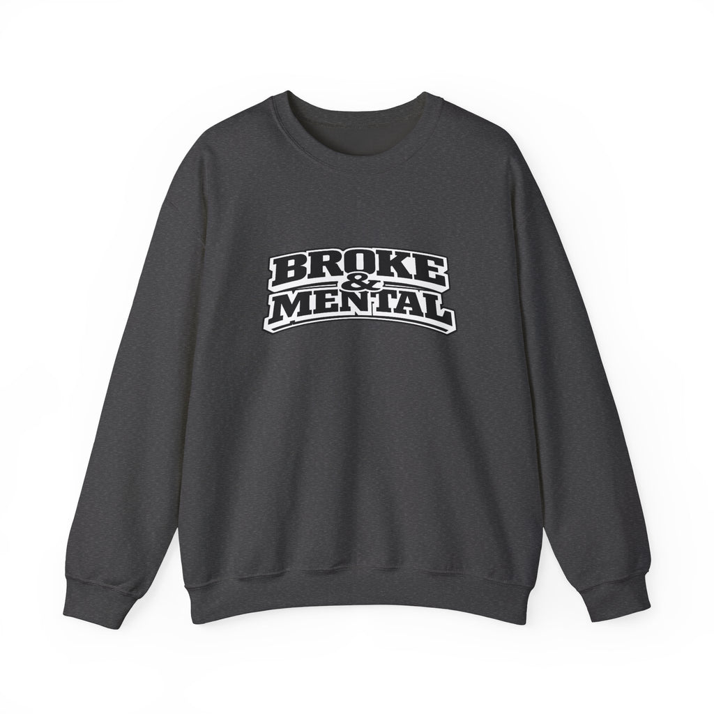 Broken Mental Crewneck Sweatshirt - Retro Distressed Graphic Pullover