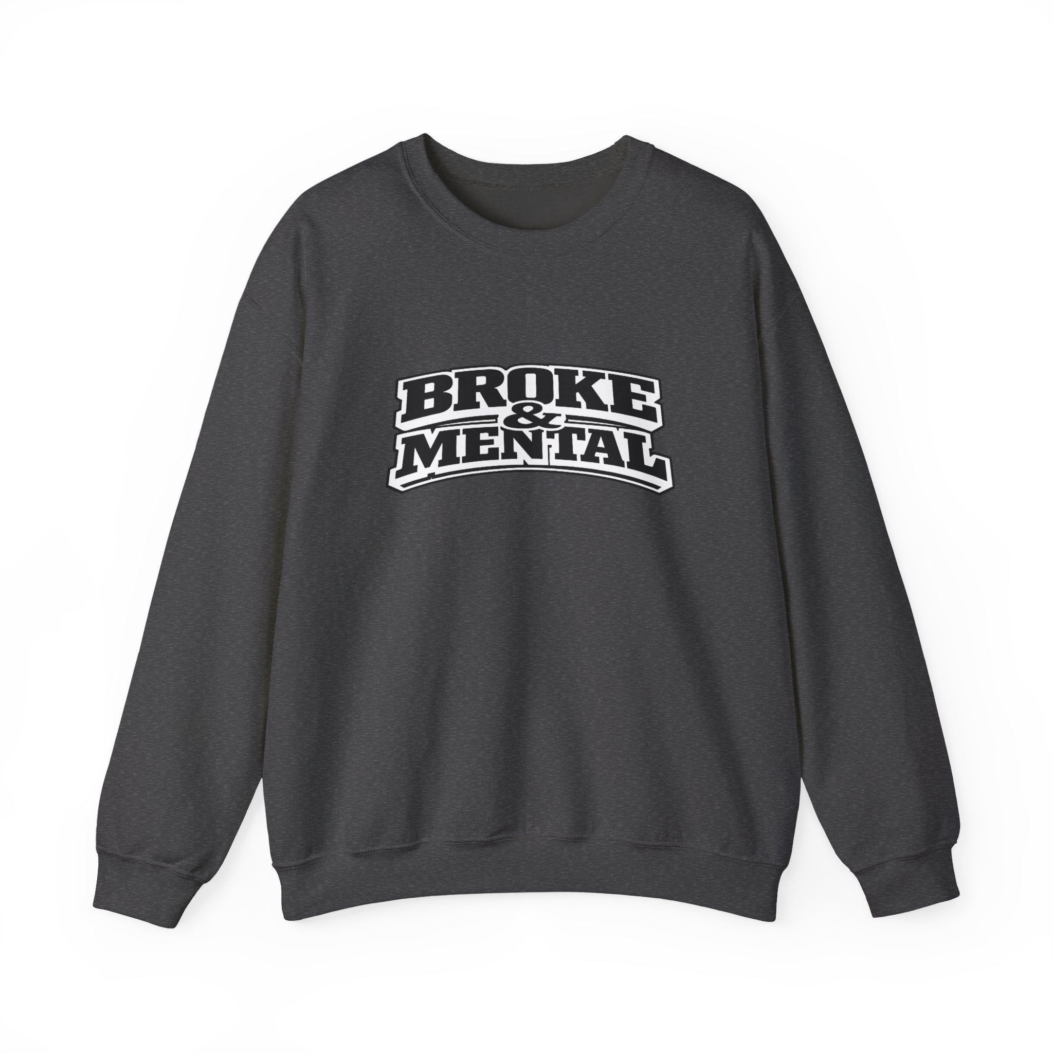 Broken Mental Crewneck Sweatshirt - Retro Distressed Graphic Pullover