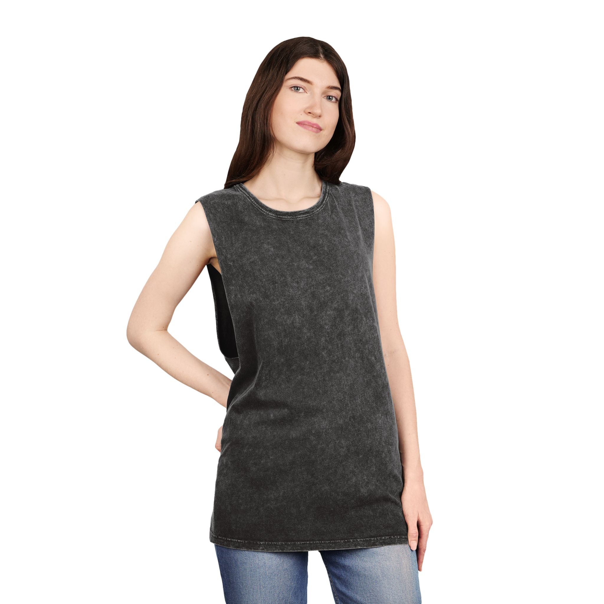 Broke and Mental Stonewash Tank Top — Mental Health Heart & Brain Graphic Tank