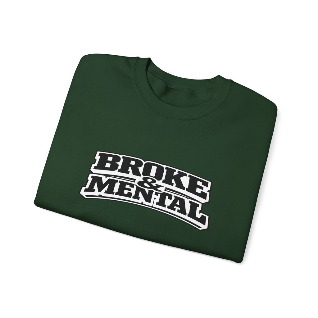 Broken Mental Crewneck Sweatshirt - Retro Distressed Graphic Pullover