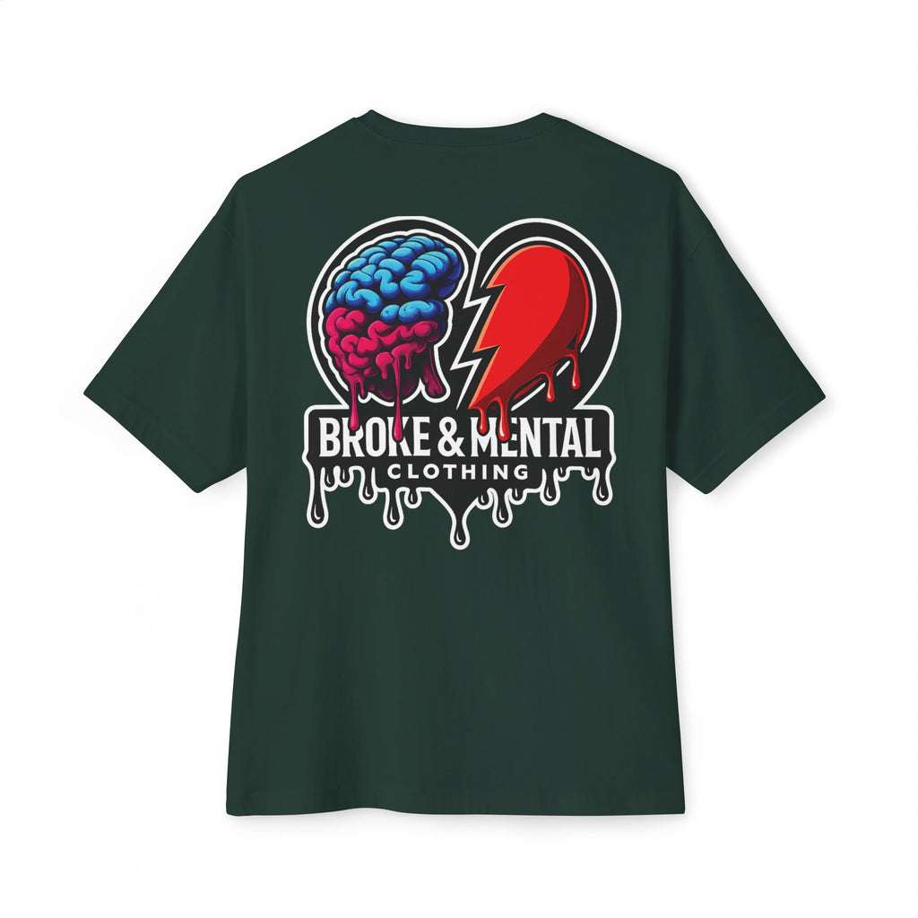 Broke & Mental Graphic Tee — Dripping Brain & Broken Heart Streetwear