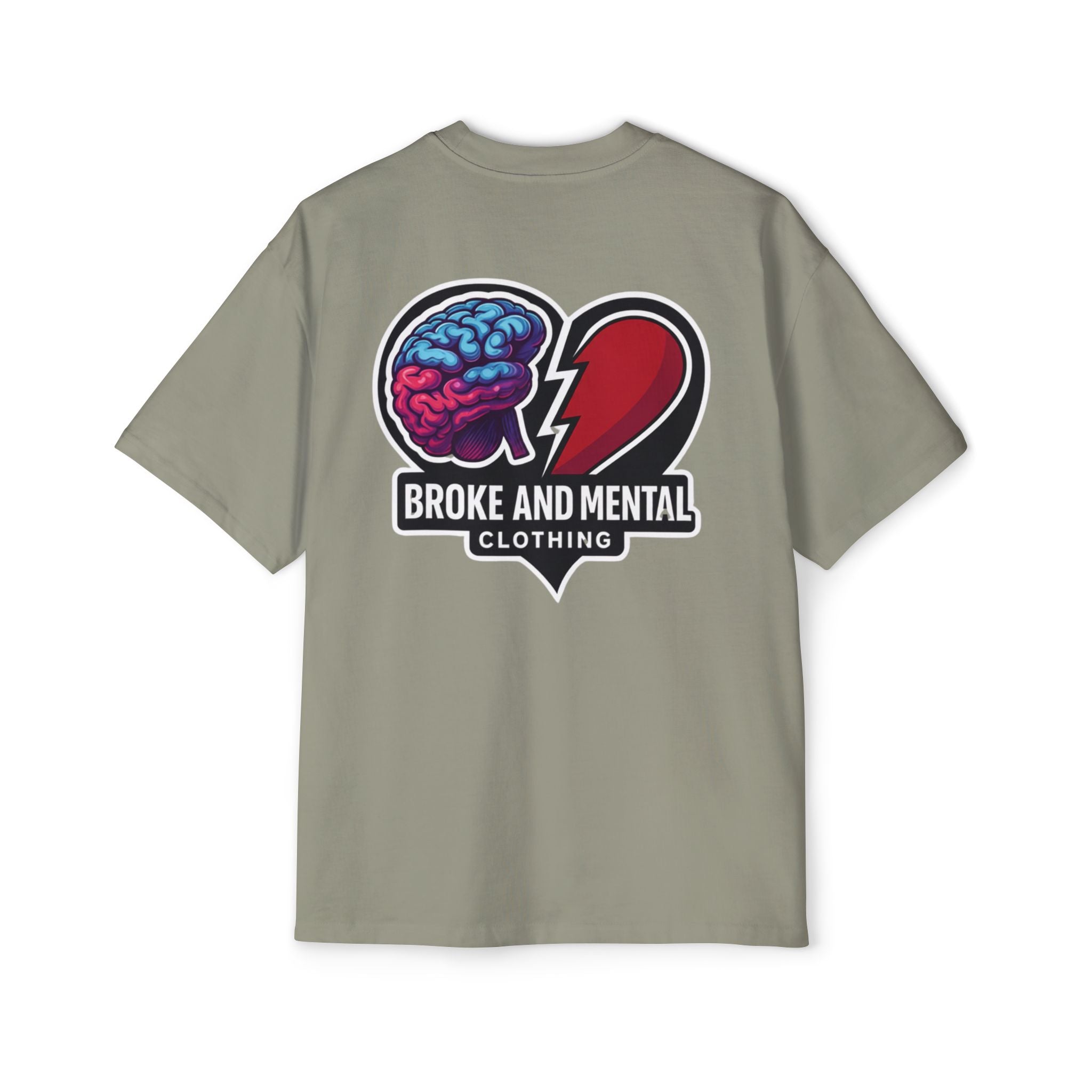 Broke & Mental Graphic Tee — Heart Brain Broken Logo Oversized T-Shirt