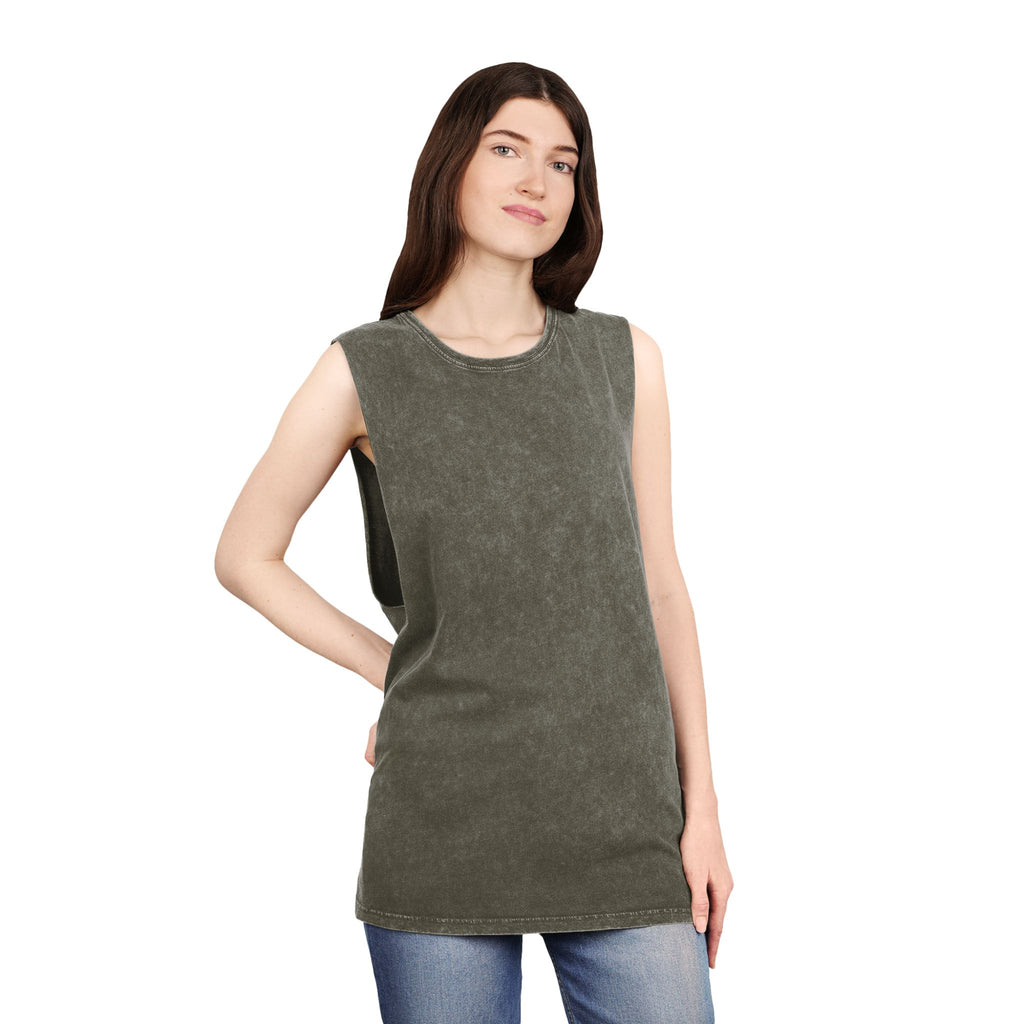 Broke and Mental Stonewash Tank Top — Mental Health Heart & Brain Graphic Tank