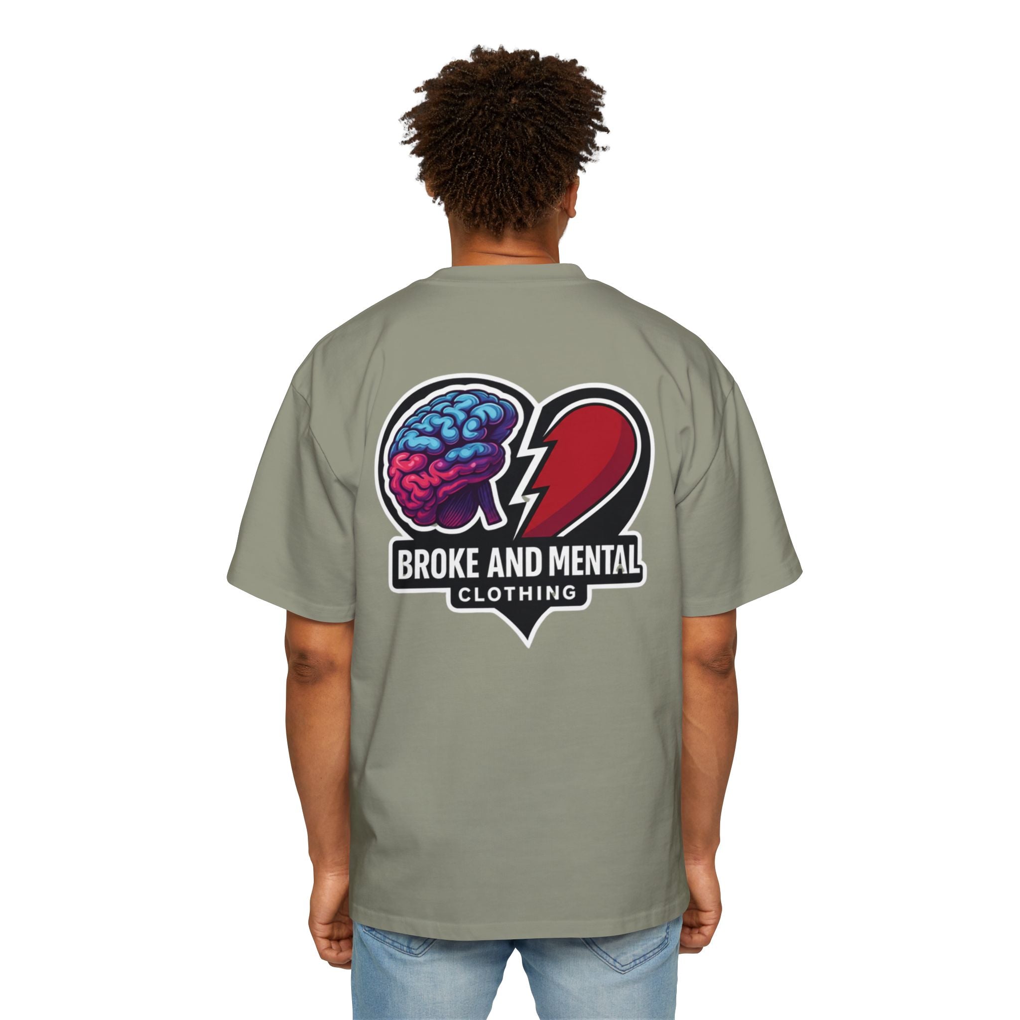 Broke & Mental Graphic Tee — Heart Brain Broken Logo Oversized T-Shirt