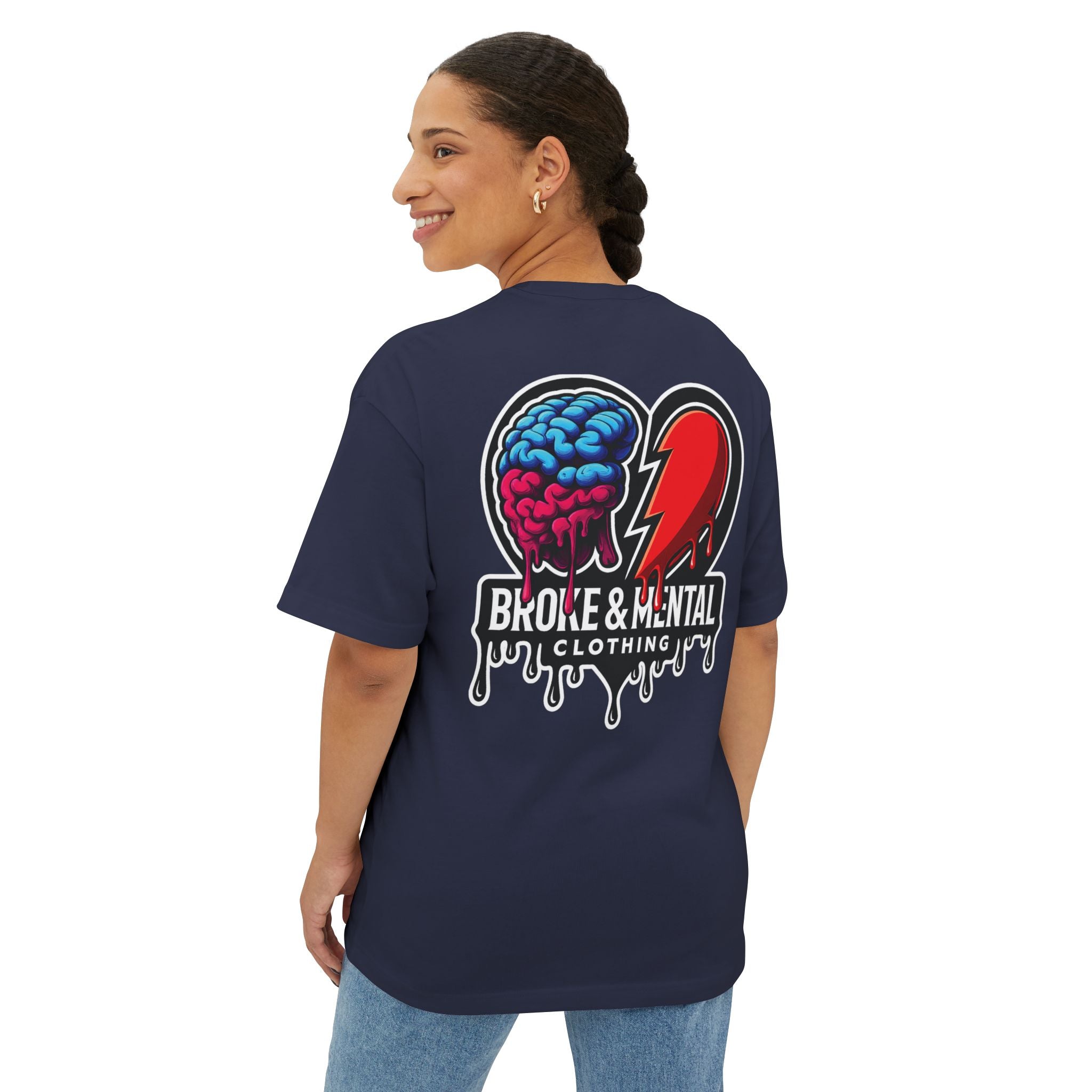 Broke & Mental Graphic Tee — Dripping Brain & Broken Heart Streetwear