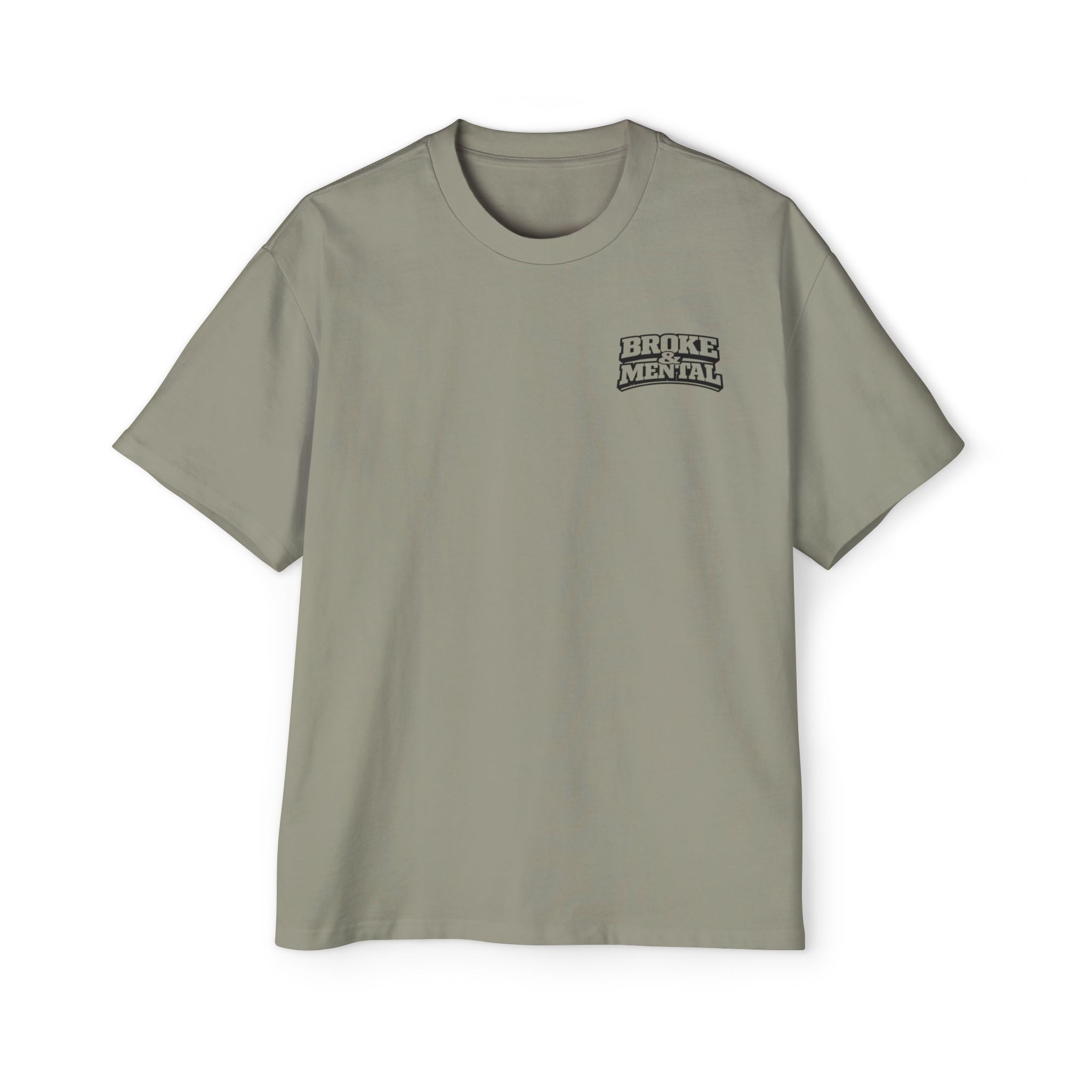 Broke & Mental Graphic Tee — Heart Brain Broken Logo Oversized T-Shirt